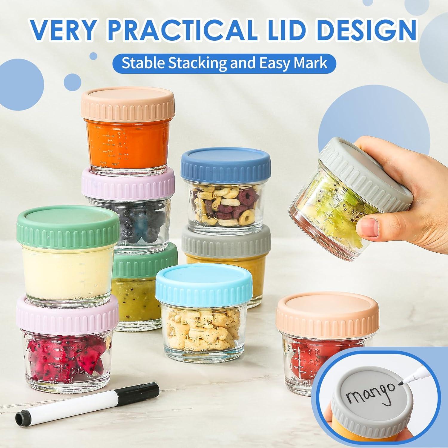 Tarros de Almacenamiento de Comida para Bebés DRKIO 6 Piezas 118 ml