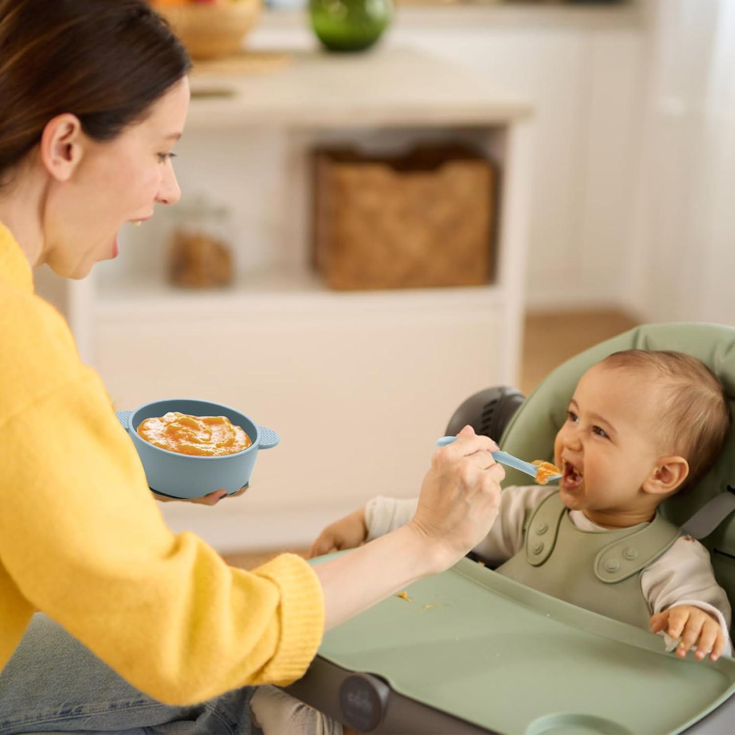 Cucharas de Silicona para Bebé Eascrozn - 6 Piezas Apta para Lavavajillas
