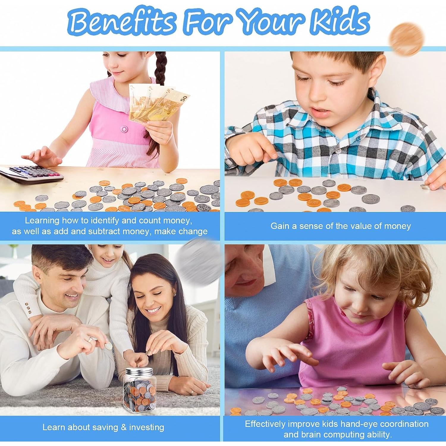 Set de Monedas de Juego Mczxon 250pcs para Niños - Aprendizaje