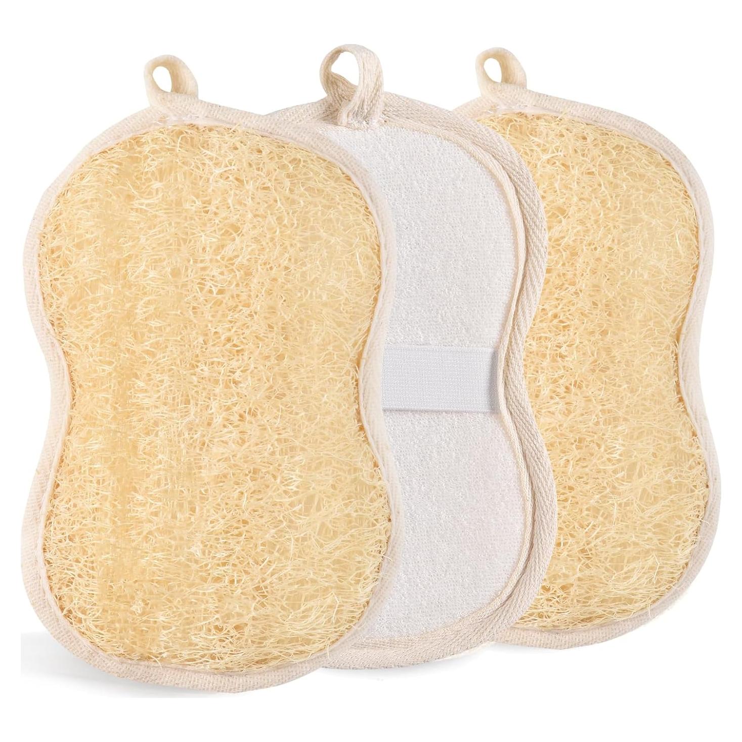 Esponjas de Baño Lufa Natural YEMTAL 3 Piezas Exfoliantes