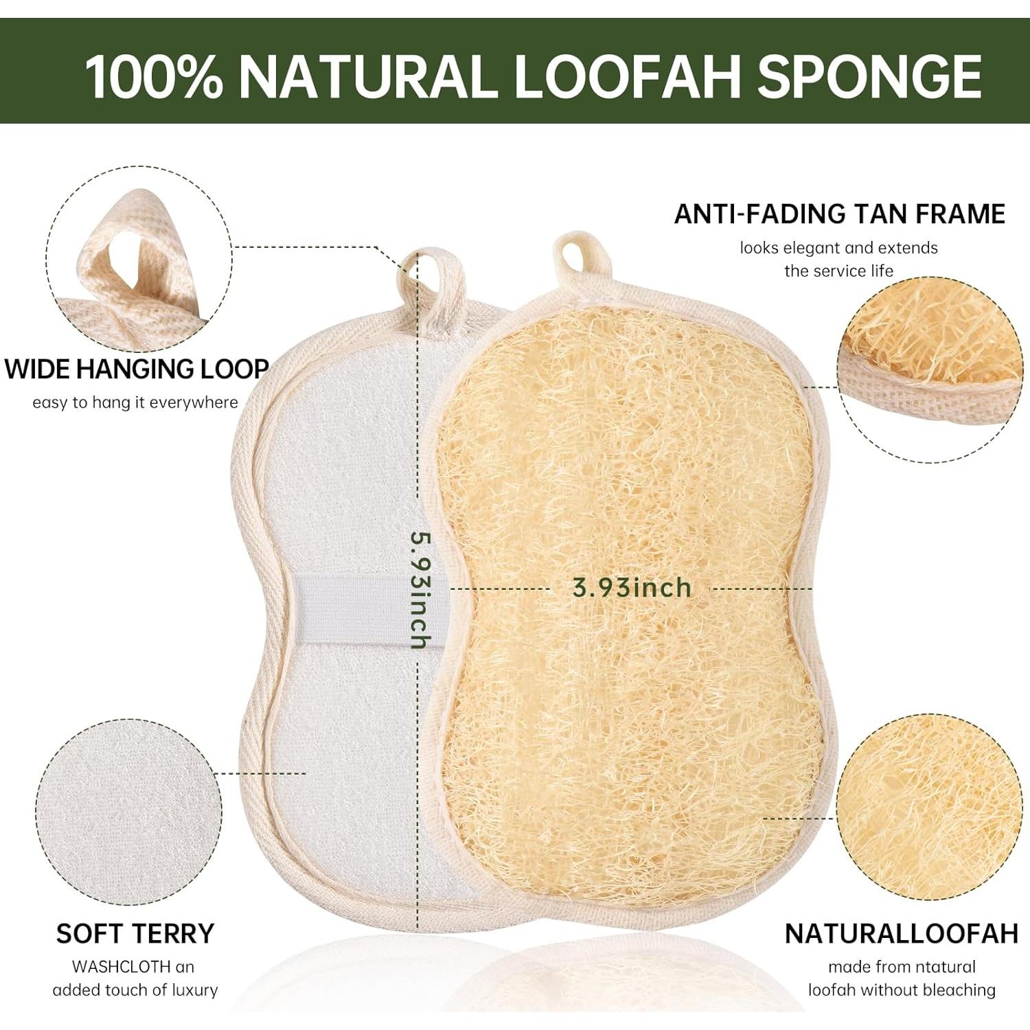 Esponjas de Baño Lufa Natural YEMTAL 3 Piezas Exfoliantes