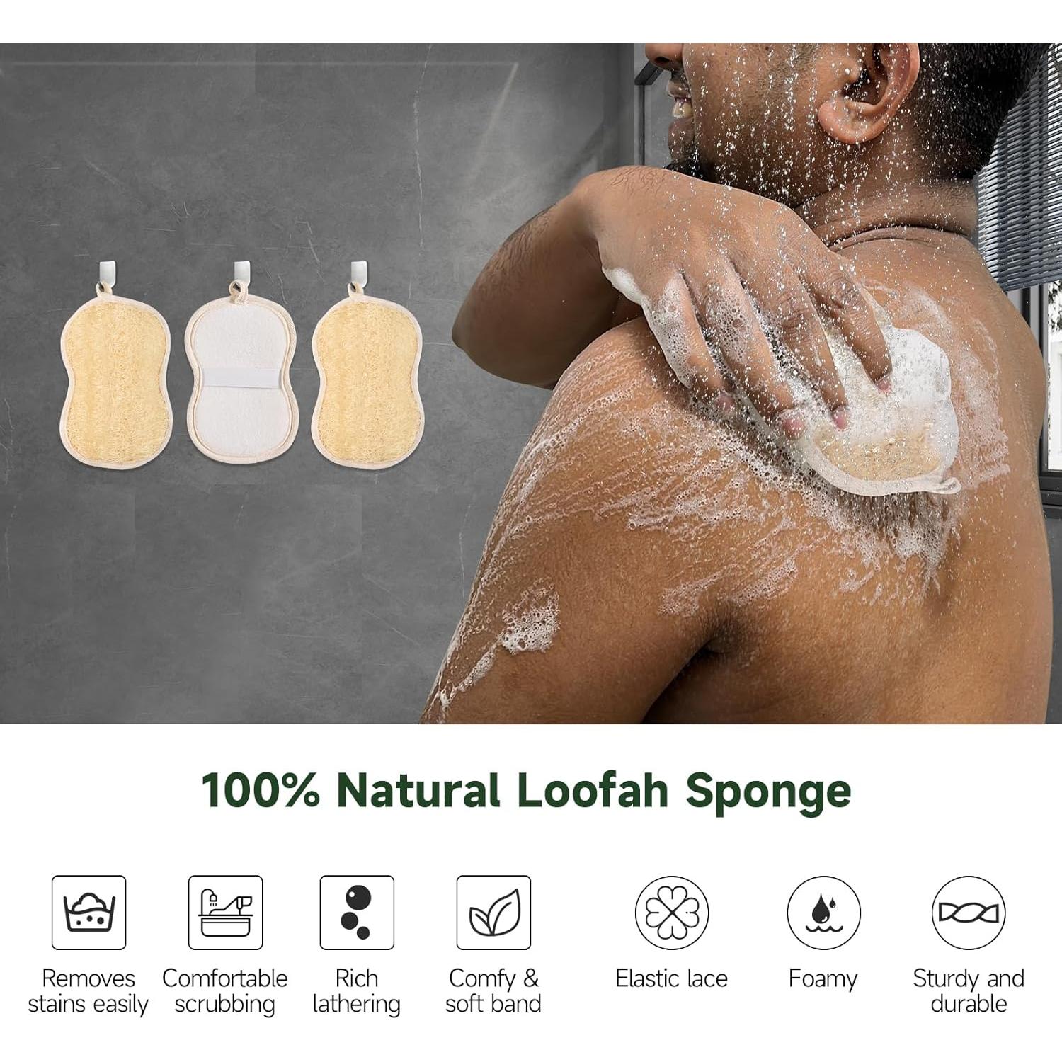 Esponjas de Baño Lufa Natural YEMTAL 3 Piezas Exfoliantes