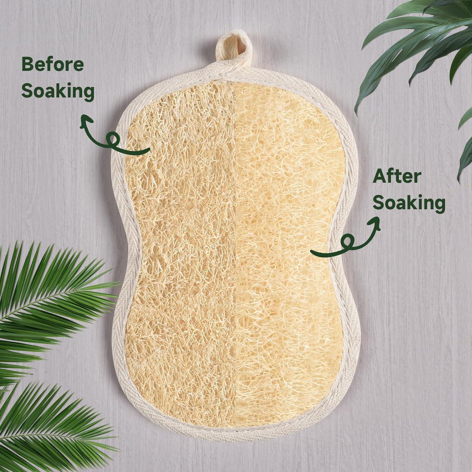 Esponjas de Baño Lufa Natural YEMTAL 3 Piezas Exfoliantes