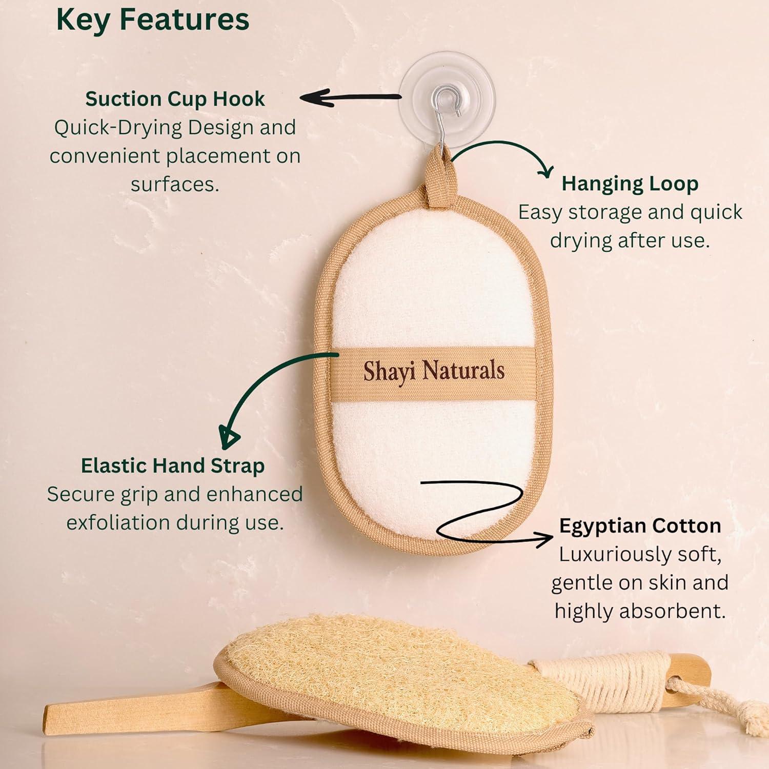 Esponja de Lufa Natural Shayi - Exfoliante para Cuerpo y Cara (2 Pzs)