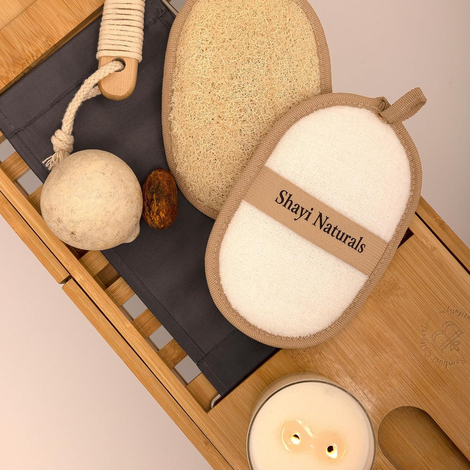 Esponja de Lufa Natural Shayi - Exfoliante para Cuerpo y Cara (2 Pzs)