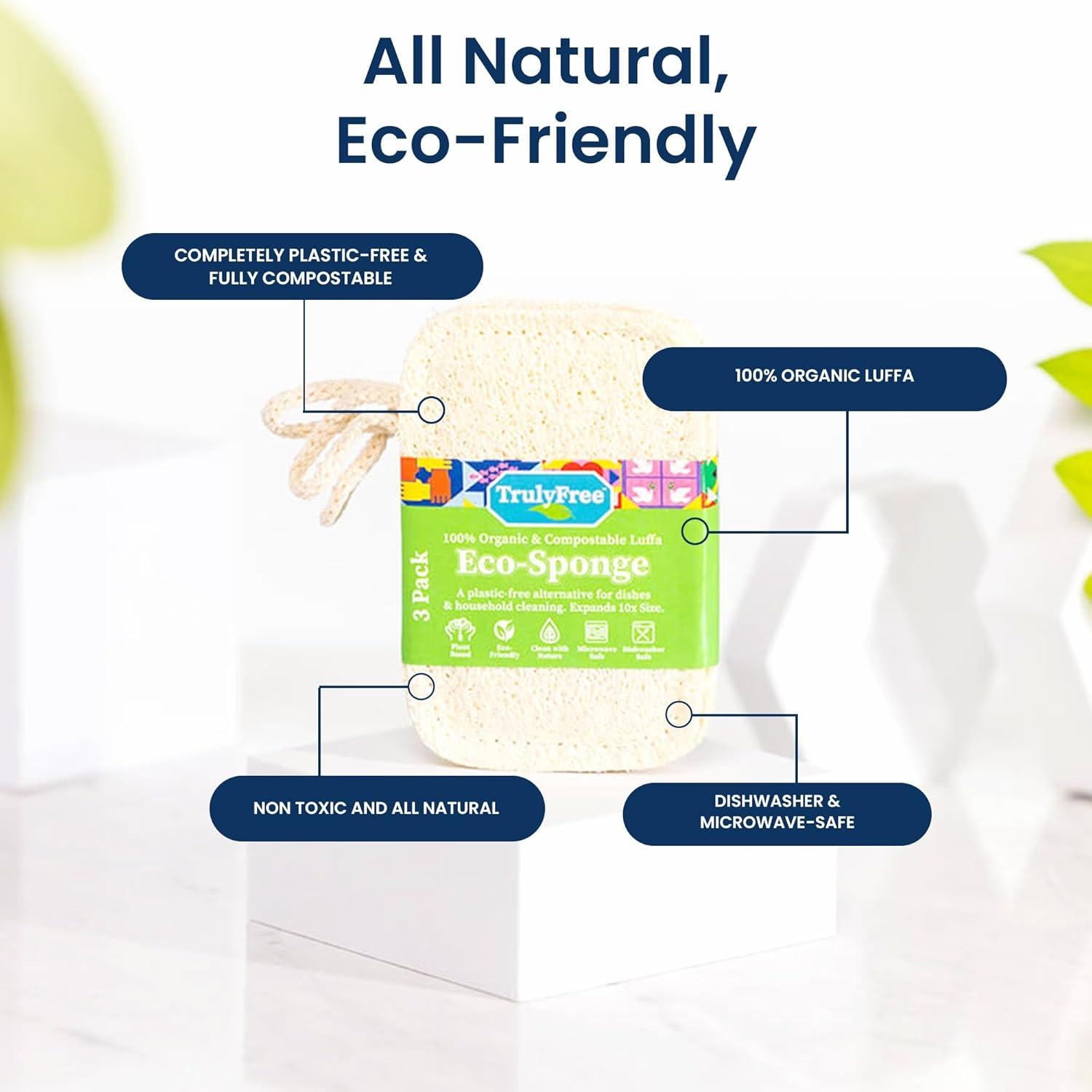 Esponjas de Limpieza Natural Truly Free - Luffa Orgánica 3 Unidades