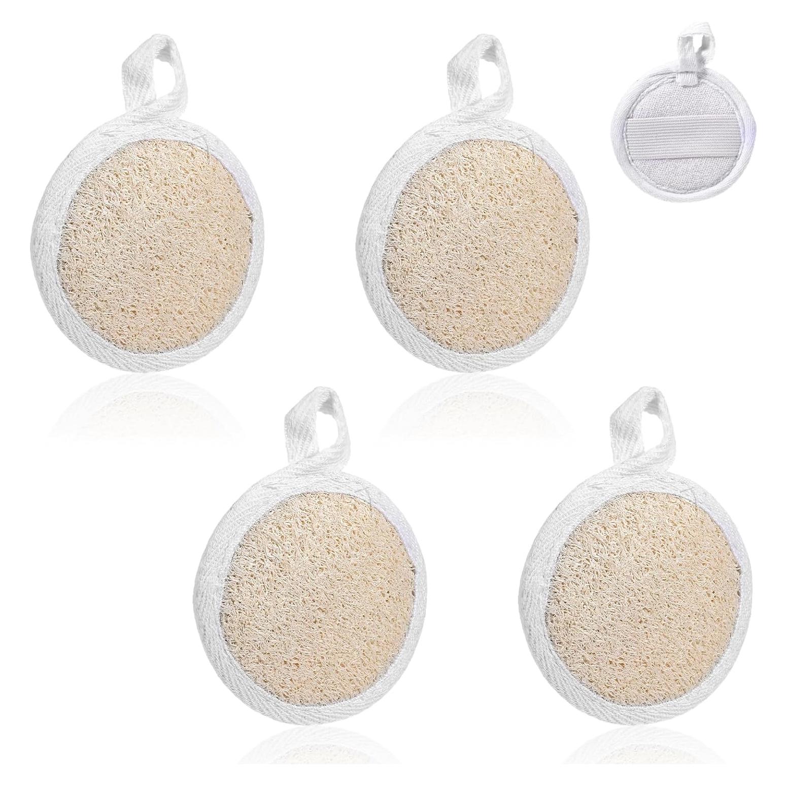 4 Almohadillas Exfoliantes de Lufa Natural Tyqour 8cm