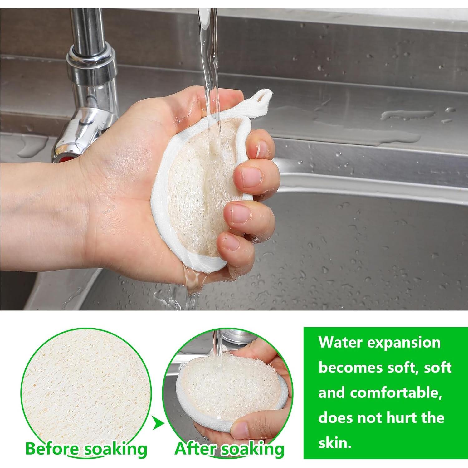 4 Almohadillas Exfoliantes de Lufa Natural Tyqour 8cm