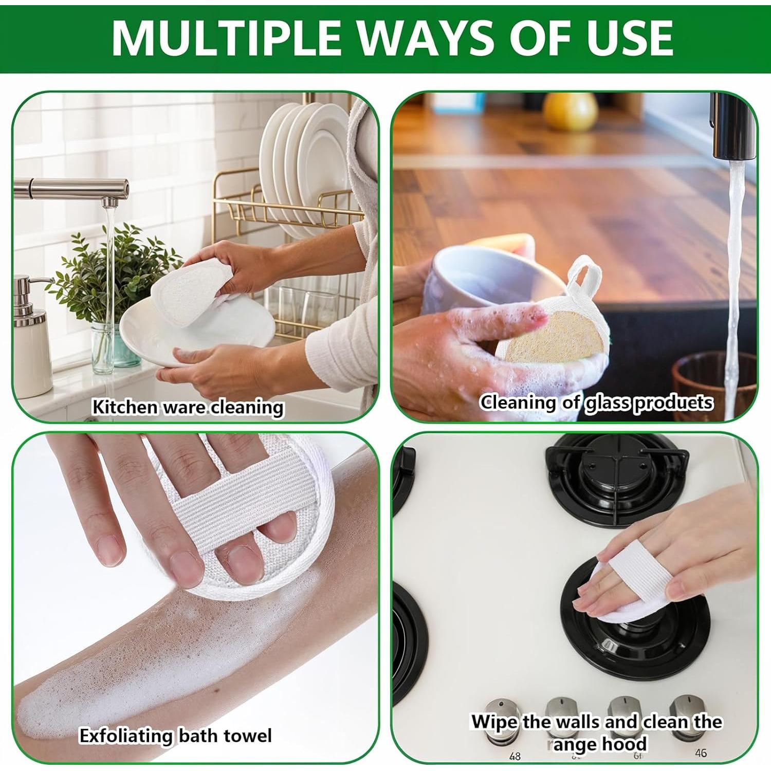 4 Almohadillas Exfoliantes de Lufa Natural Tyqour 8cm