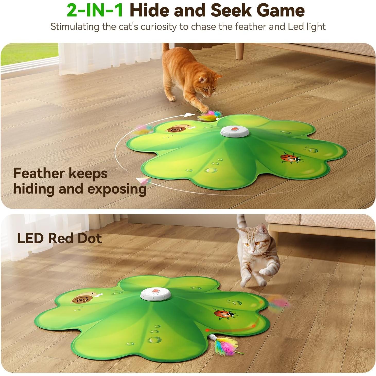 Juguete Interactivo para Gatos FEELNEEDY con Luz LED y Plumas