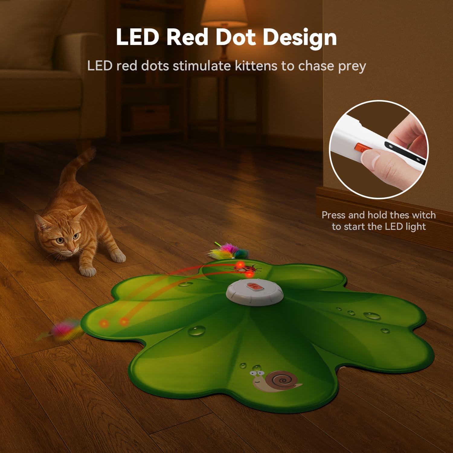 Juguete Interactivo para Gatos FEELNEEDY con Luz LED y Plumas