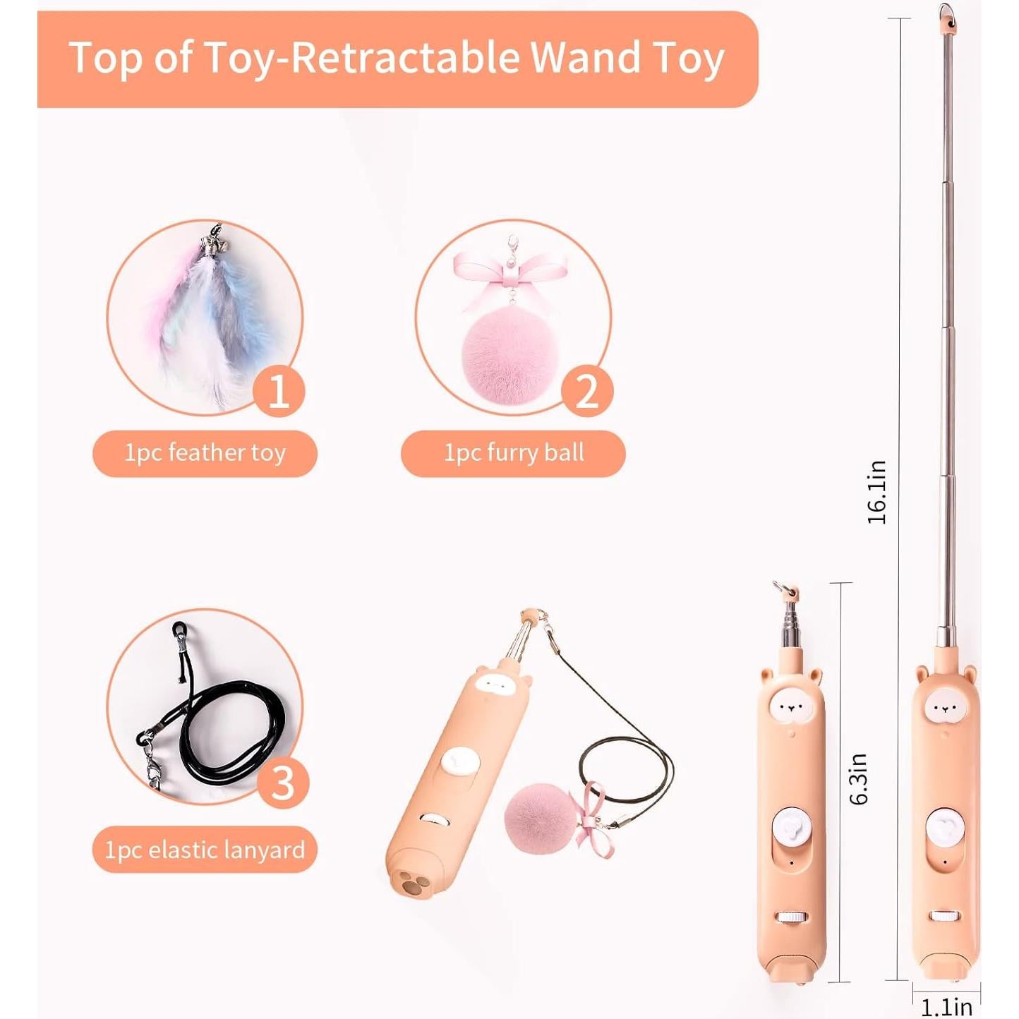 Juguete para Gatos Gochanmon 2 en 1 Puntero Láser y Varita