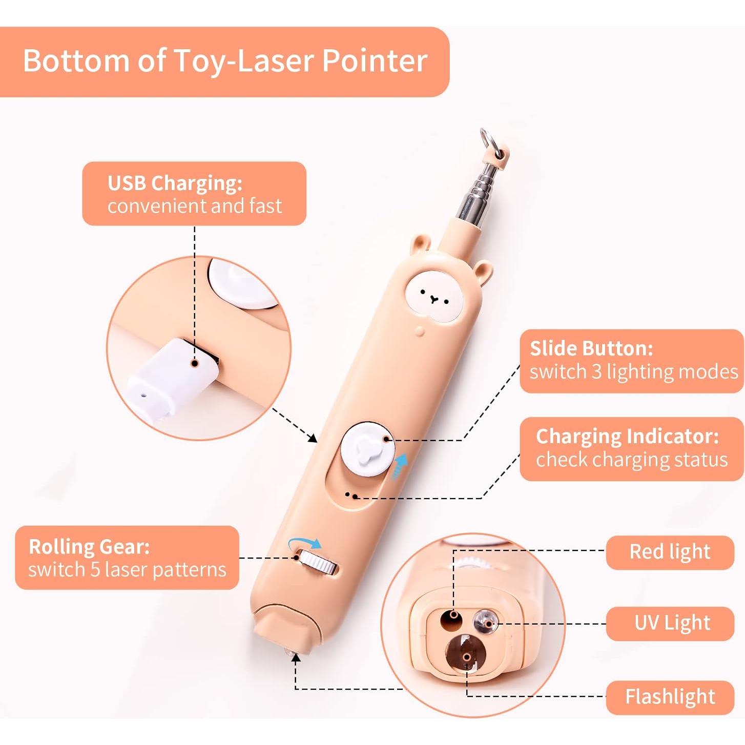 Juguete para Gatos Gochanmon 2 en 1 Puntero Láser y Varita