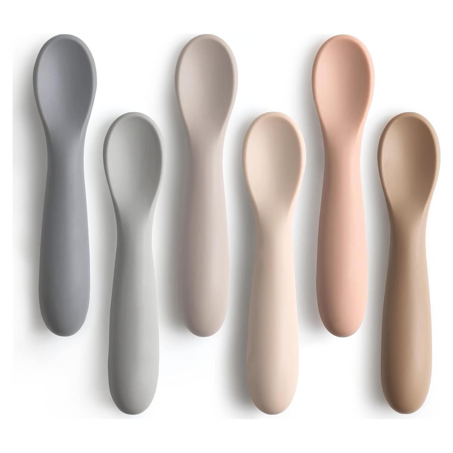 Paquete de 6 Cucharas de Silicona NETANY para Bebés 6+ Meses