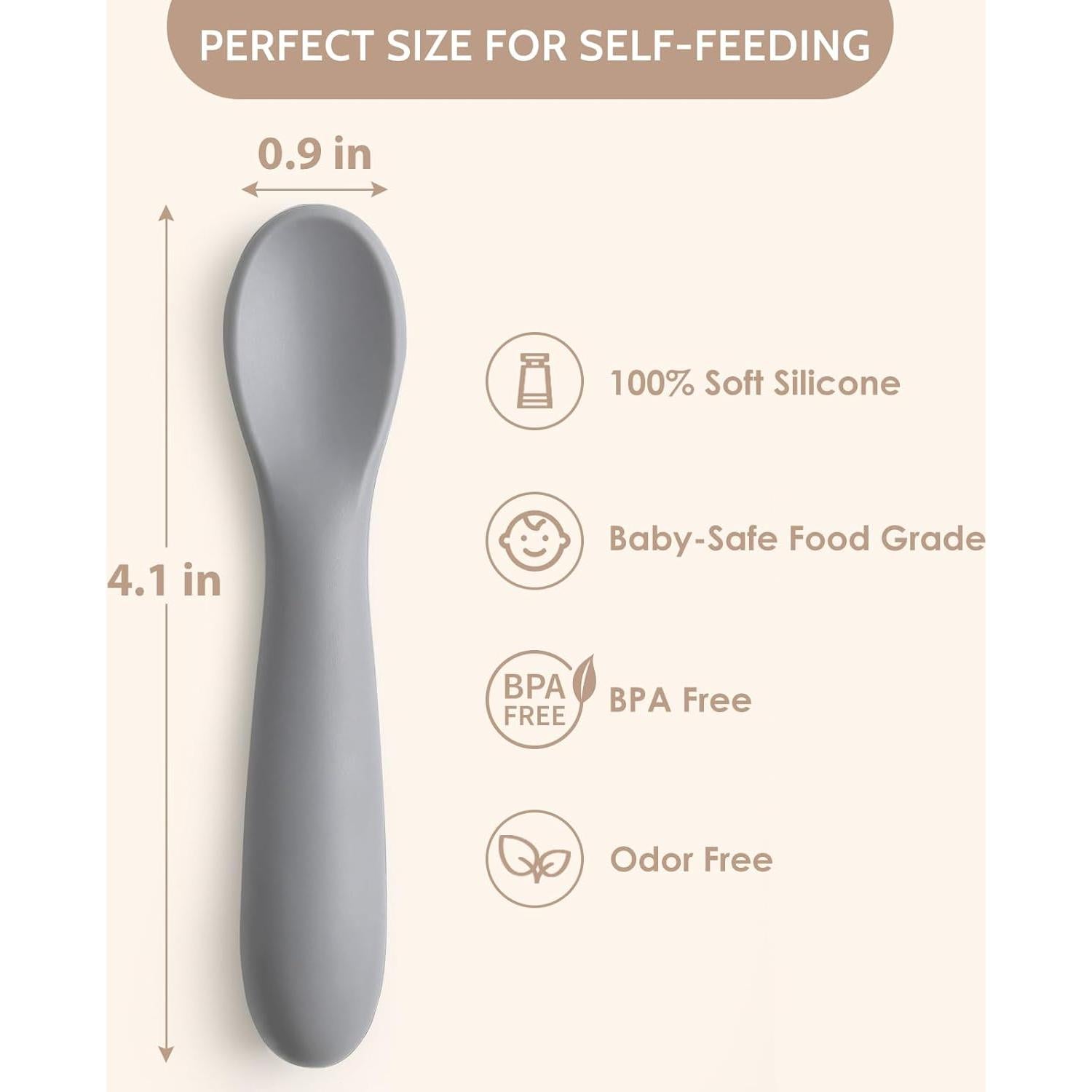 Paquete de 6 Cucharas de Silicona NETANY para Bebés 6+ Meses