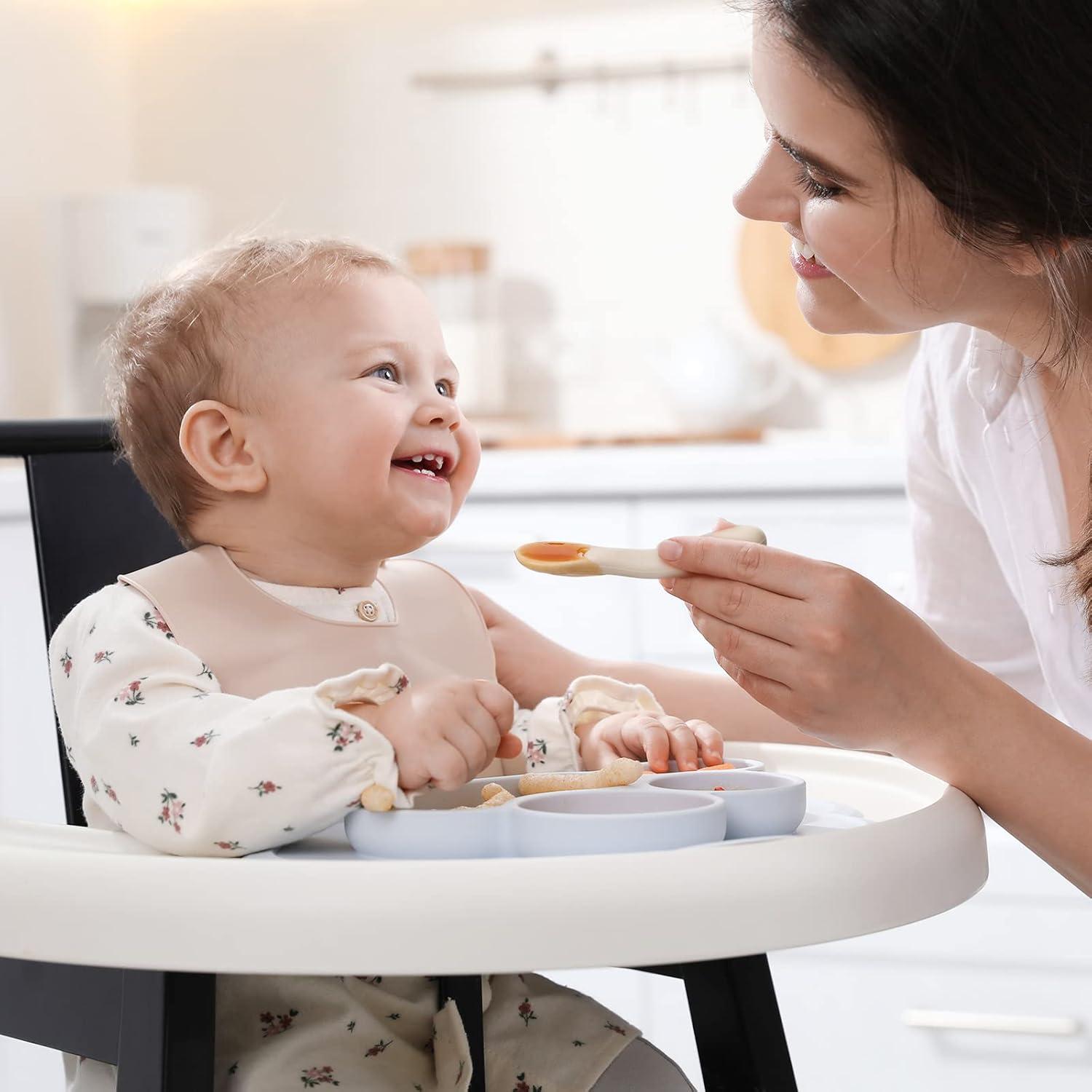 Paquete de 6 Cucharas de Silicona NETANY para Bebés 6+ Meses