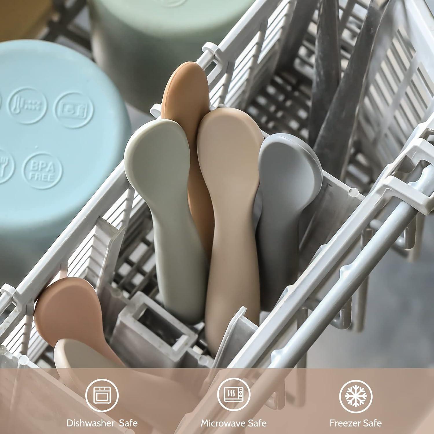 Paquete de 6 Cucharas de Silicona NETANY para Bebés 6+ Meses