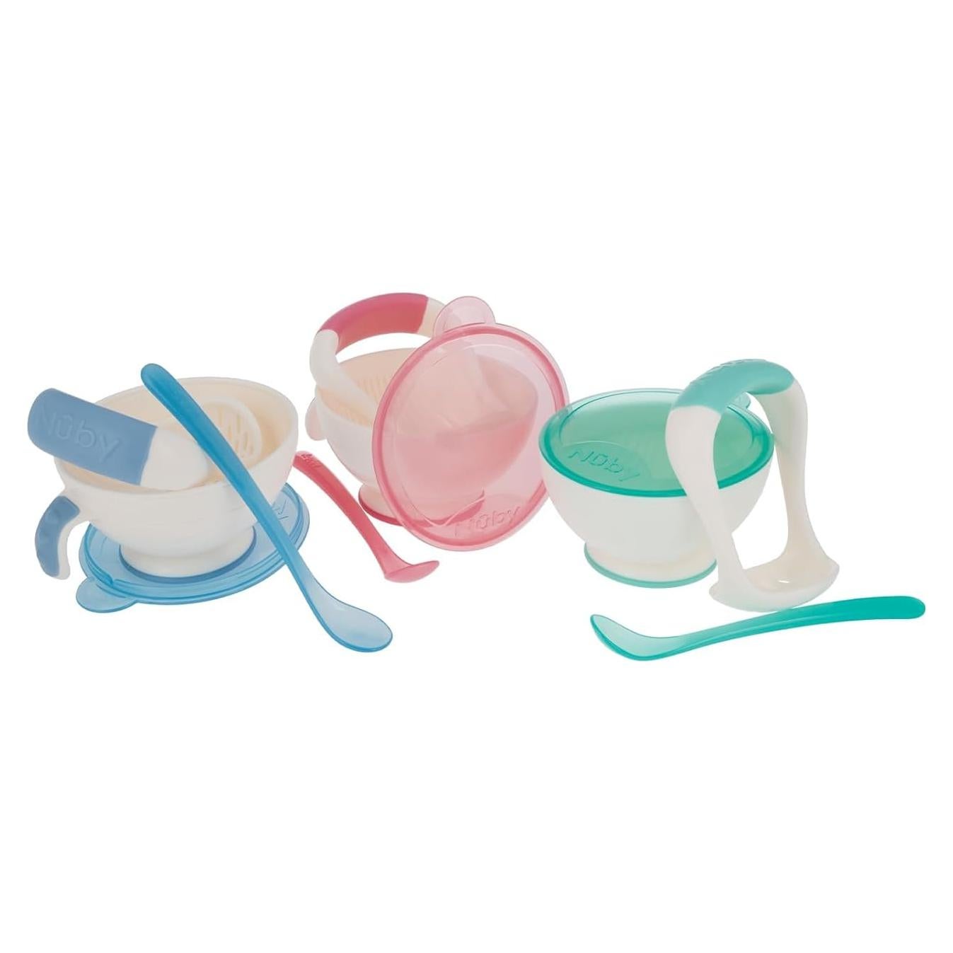 Tazón Nuby Garden Fresh Mash N' Feed con triturador y cuchara