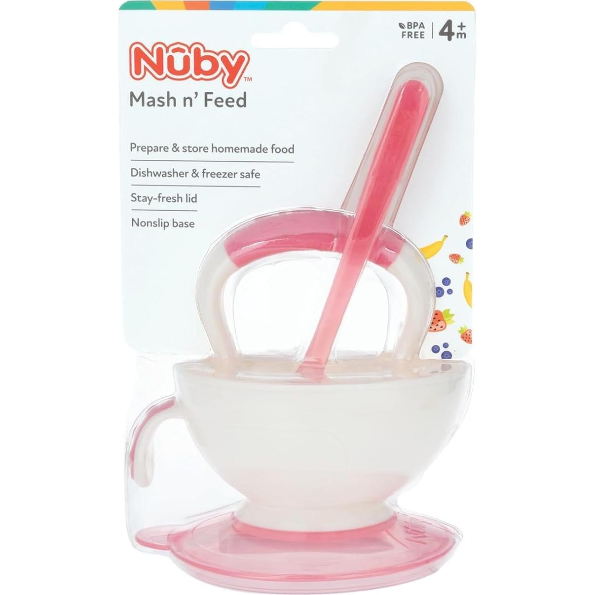 Tazón Nuby Garden Fresh Mash N' Feed con triturador y cuchara