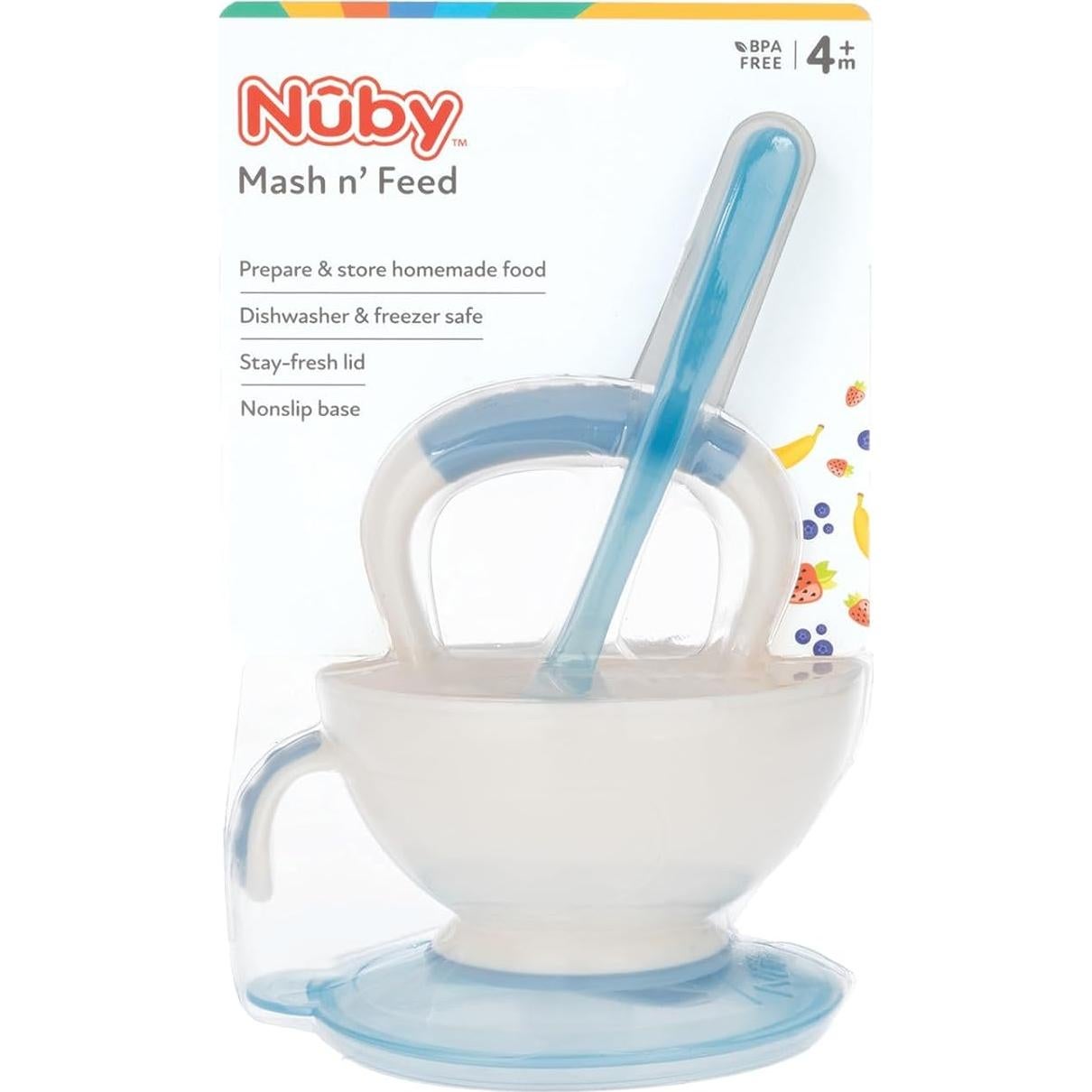 Tazón Nuby Garden Fresh Mash N' Feed con triturador y cuchara