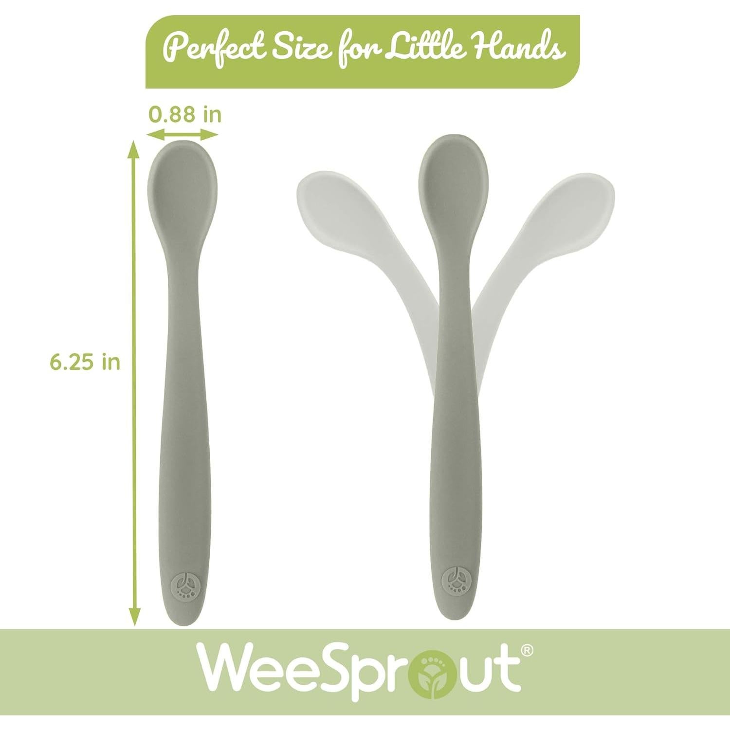 Cucharas de Silicona WeeSprout para Bebés - Juego de 3
