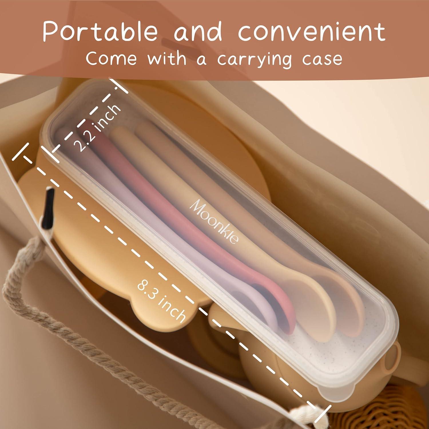 Juego de cucharas de silicona Moonkie para bebés 4 piezas