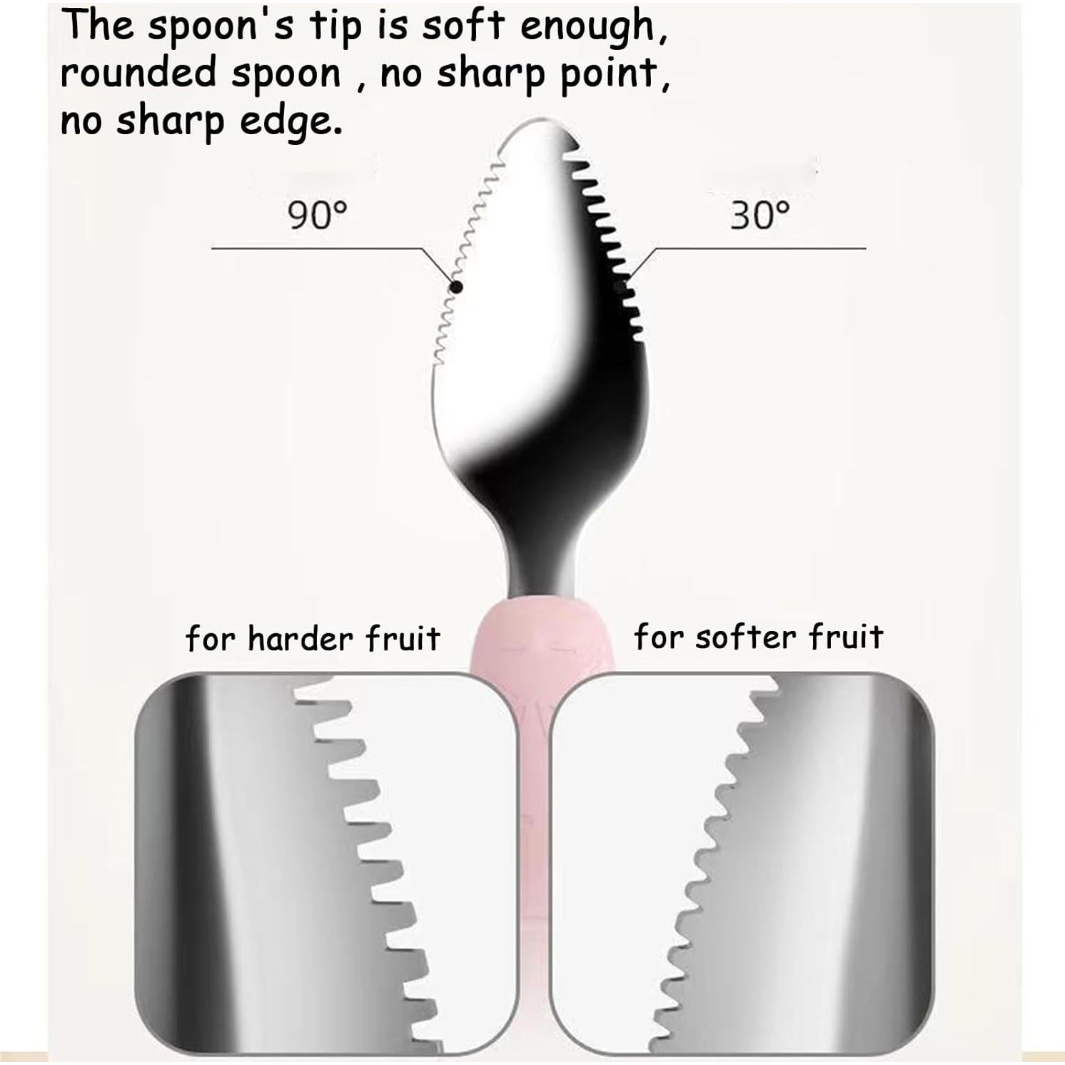 Cuchara de Silicona para Bebé OUROBOT Doble Cabeza Rosa