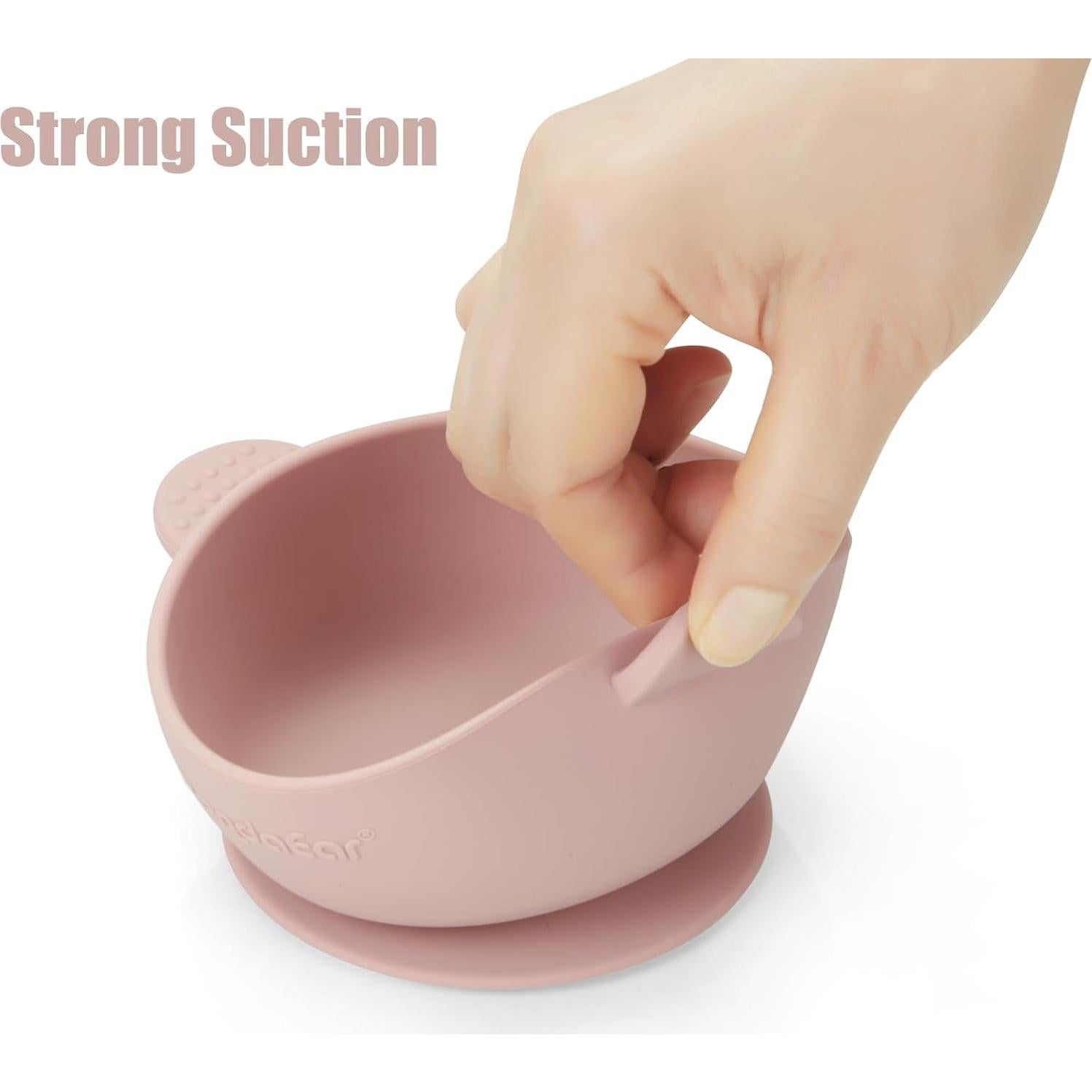 Tazones de Silicona con Succión PandaEar - 3 Piezas Rosa