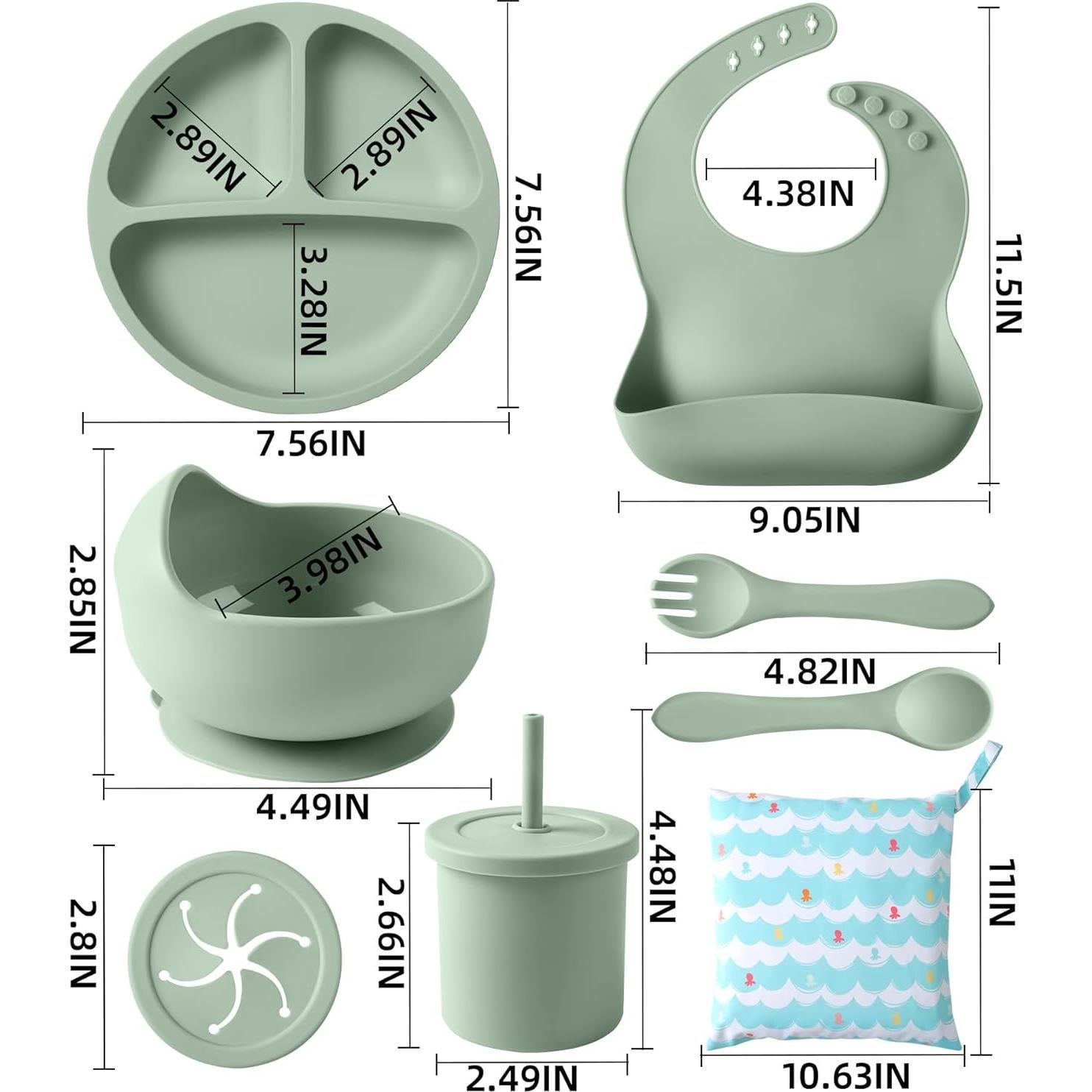 Juego de Alimentación de Silicona ECLIP 10 Piezas Bebés