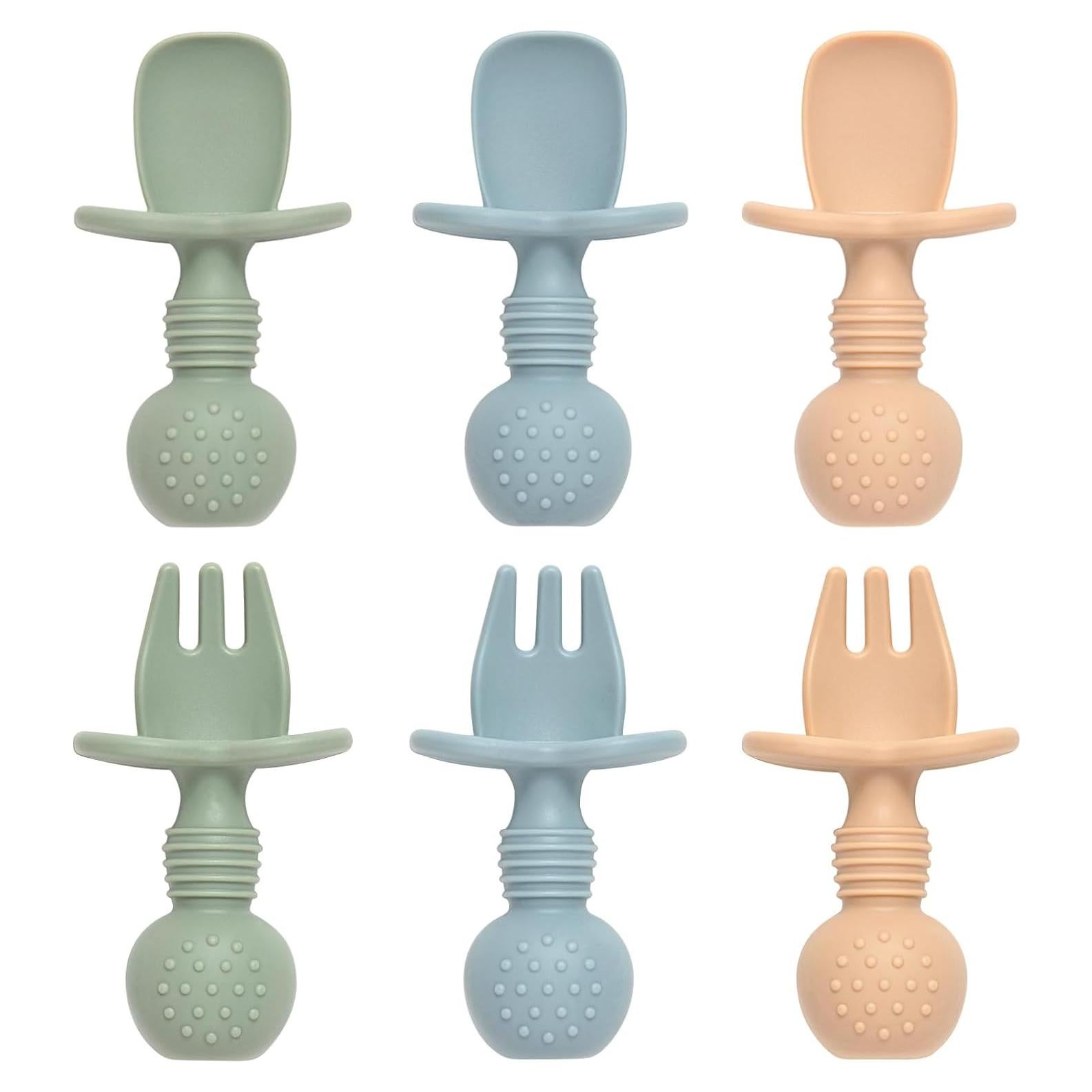 Juego de Cucharas y Tenedores para Bebés Eascrozn 6 Piezas Silicona