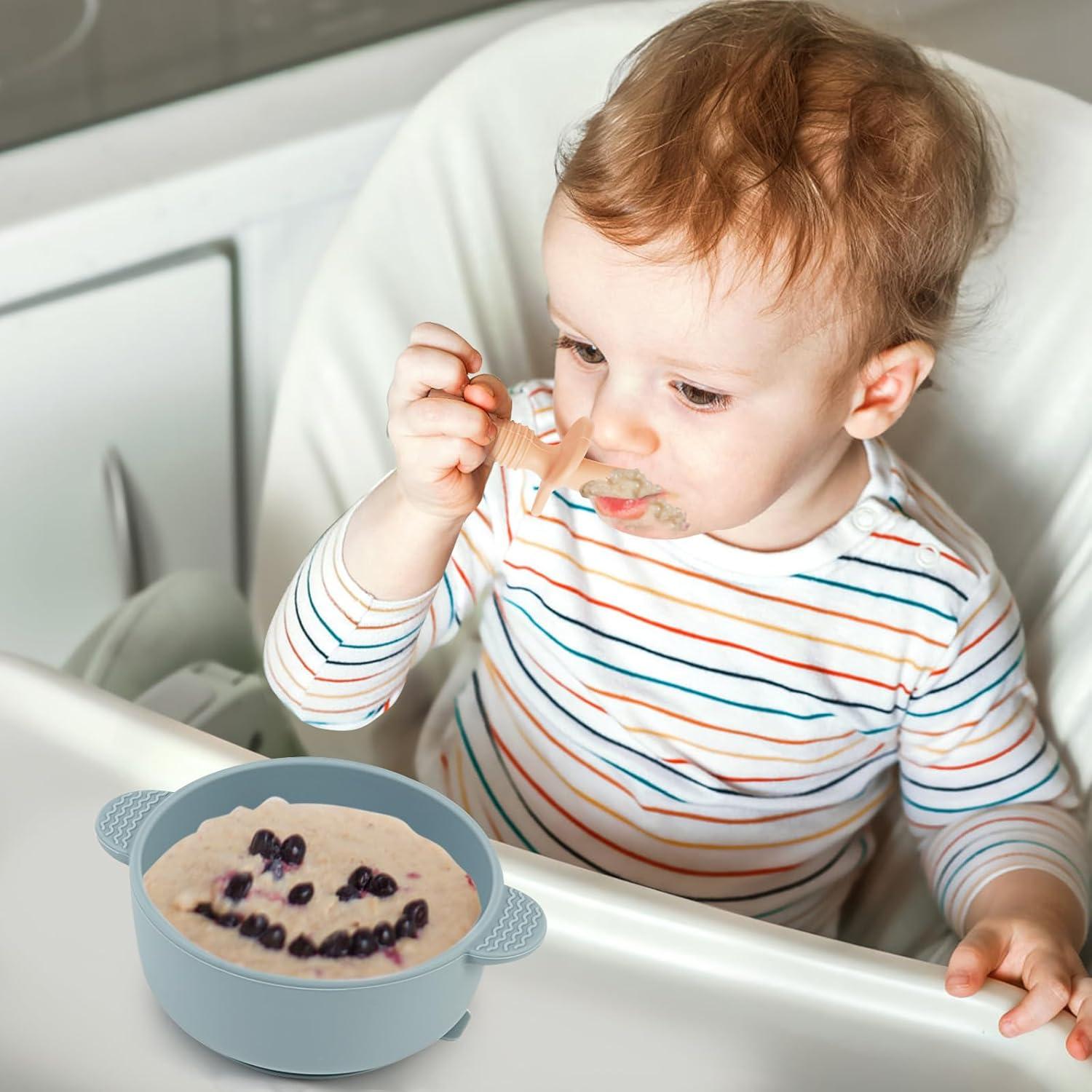 Juego de Cucharas y Tenedores para Bebés Eascrozn 6 Piezas Silicona