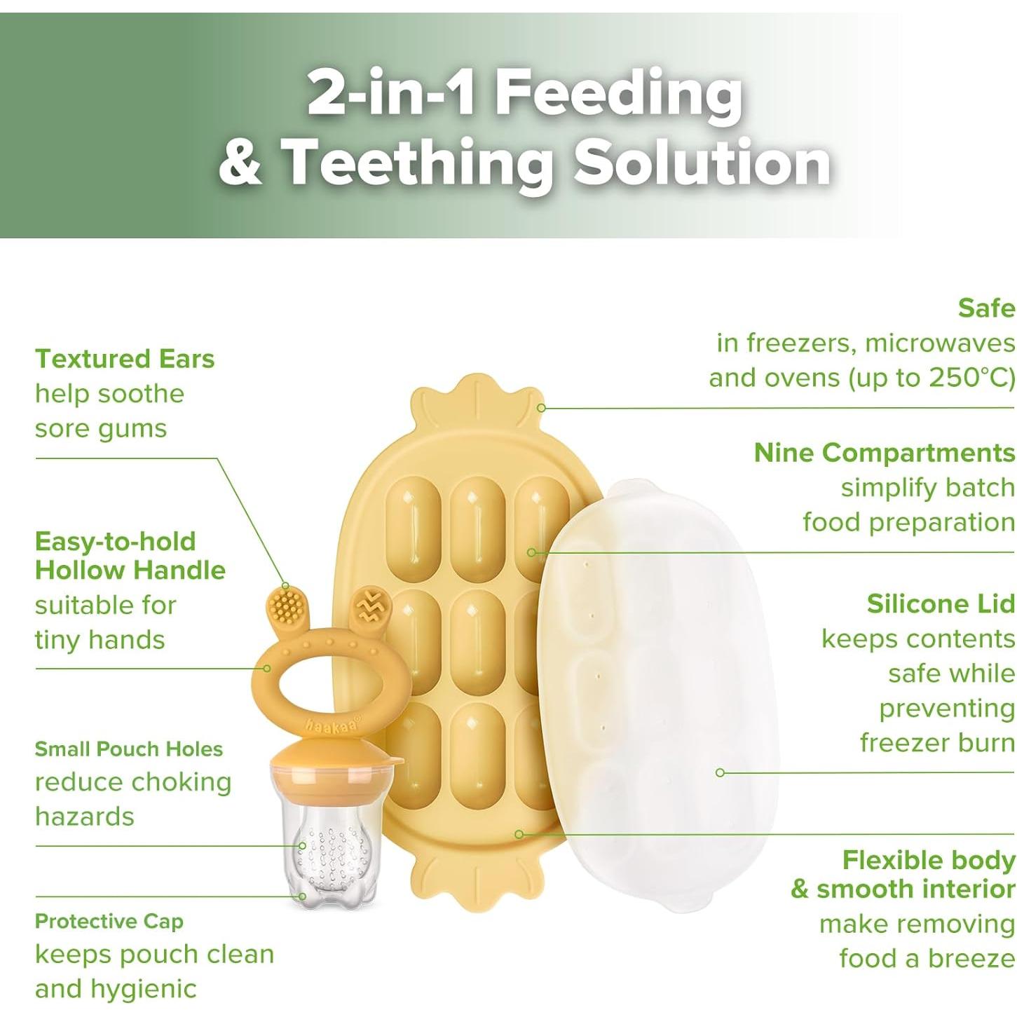 Alimentador de Frutas y Bandeja de Silicona Haakaa - Libre de BPA
