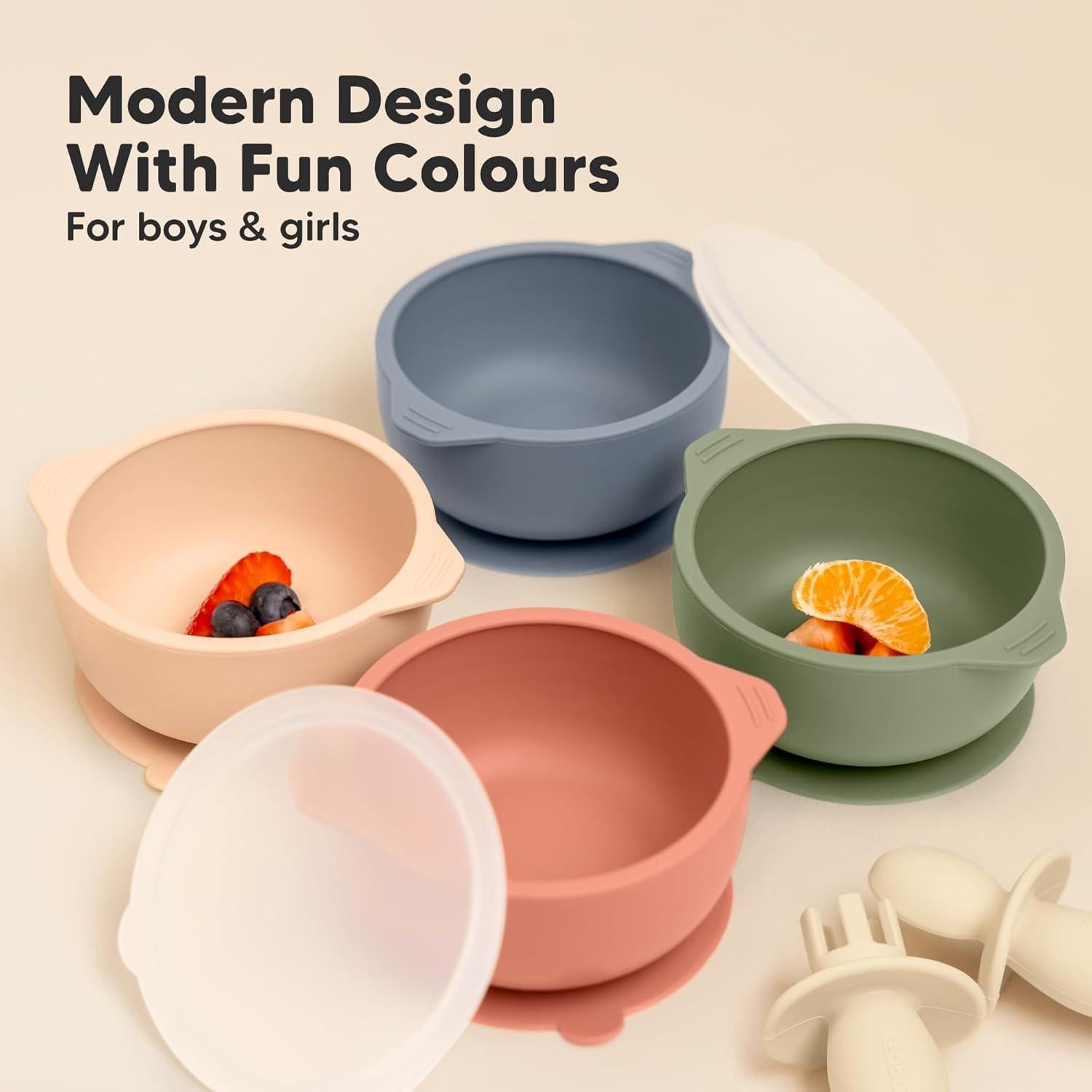 Cuencos de Silicona para Bebés KeaBabies con Succión - 2 Piezas