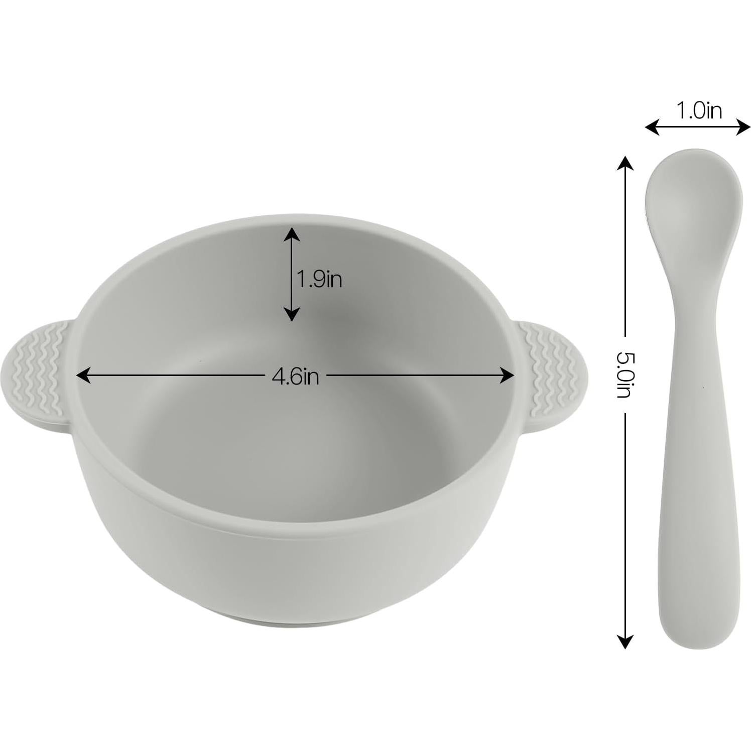 Juego de Alimentación de Silicona Eascrozn 3 Tazones y 3 Cucharas