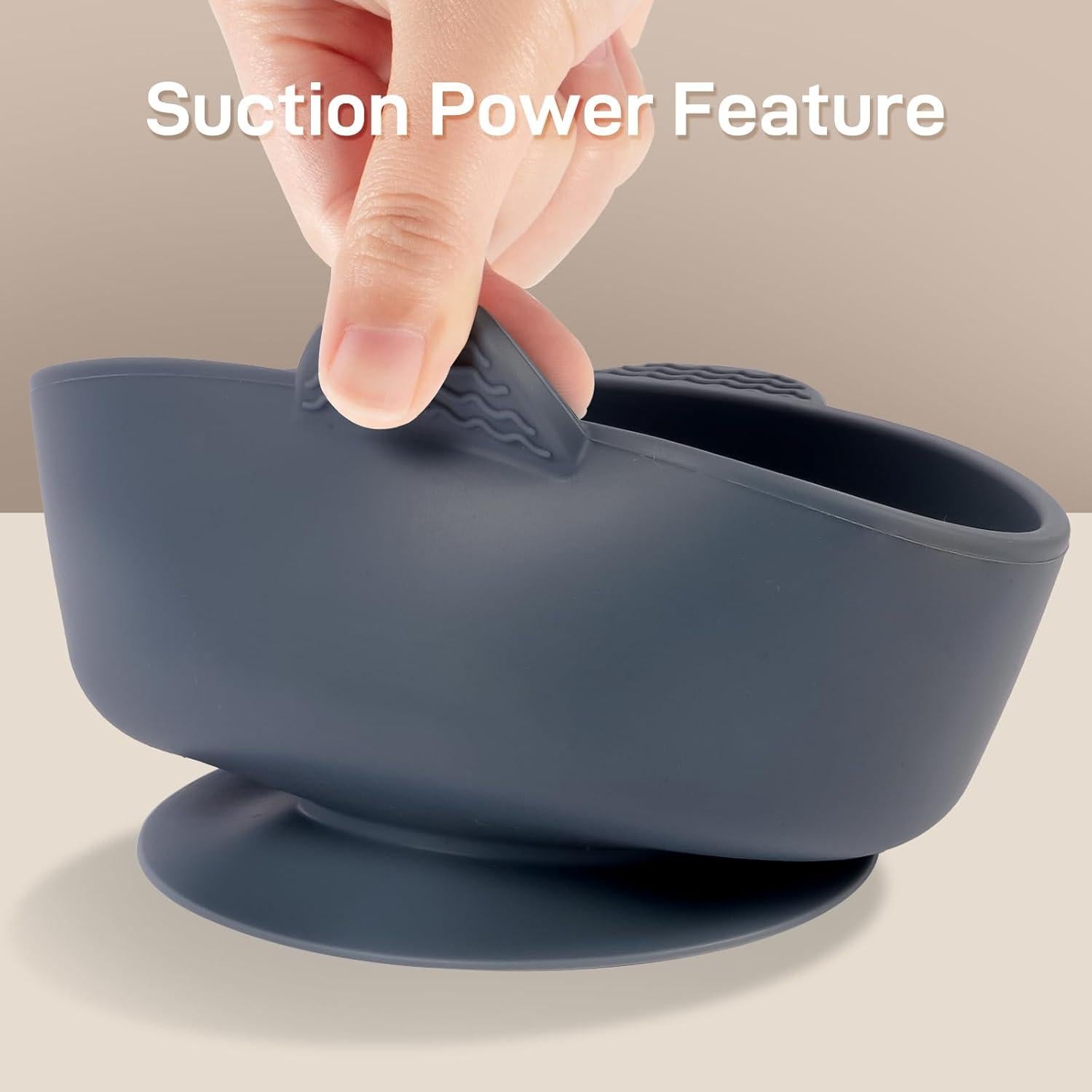 Juego de Alimentación de Silicona Eascrozn 3 Tazones y 3 Cucharas