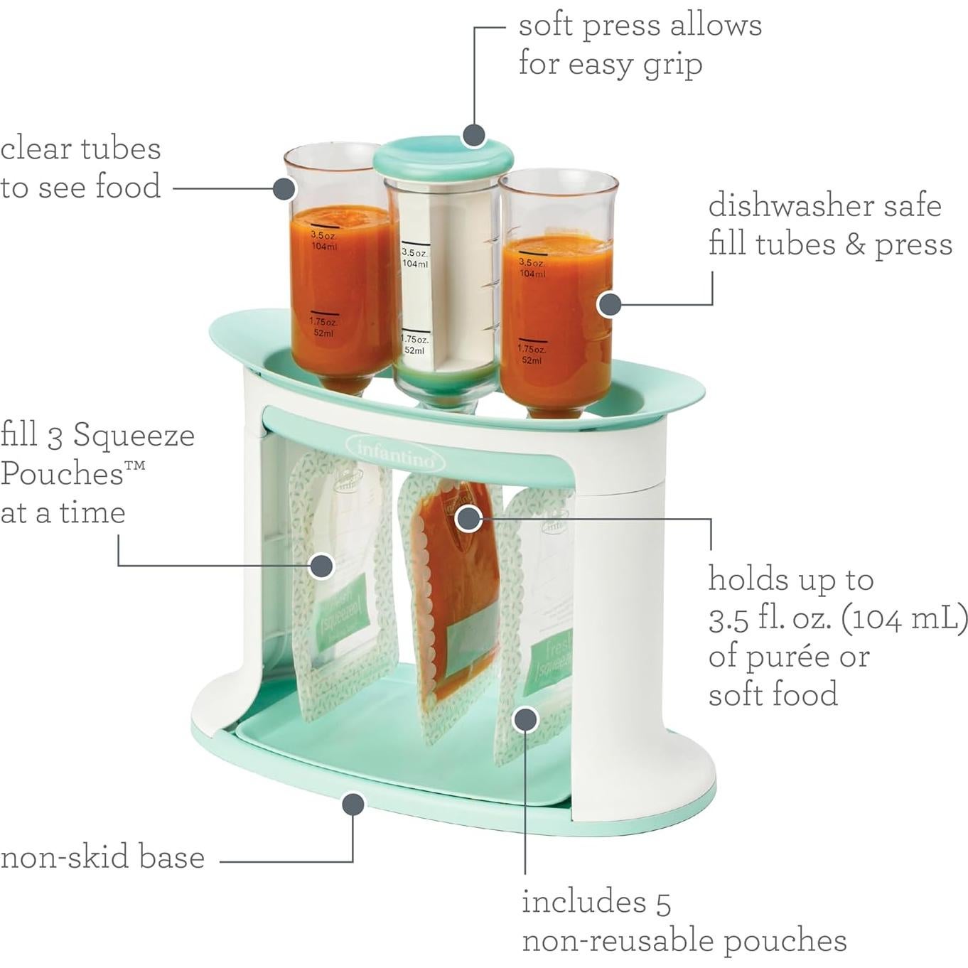 Estación de Compresión Infantino para Bebés Verde Azulado - Rellena 3 Bolsas