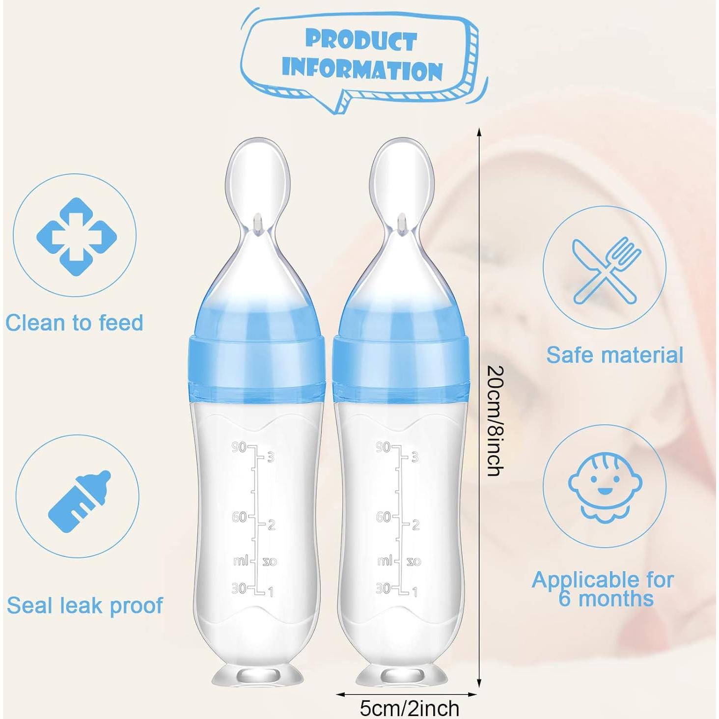 Vaso Dosificador de Comida para Bebés Nuanchu Silicona Azul