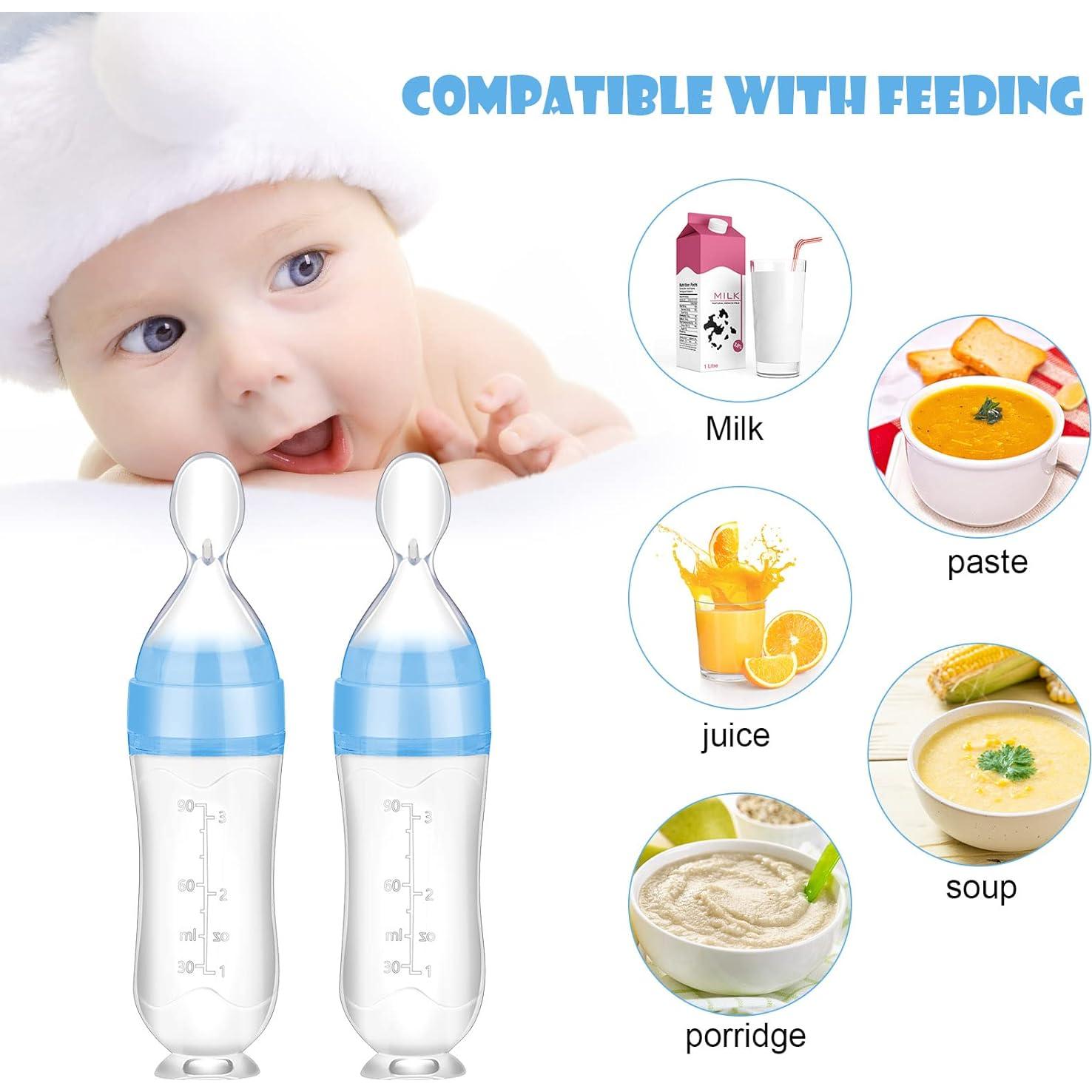 Vaso Dosificador de Comida para Bebés Nuanchu Silicona Azul