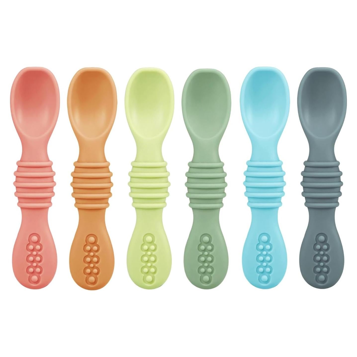 Cucharas de Silicona PandaEar 6 Piezas para Bebés 6-12 Meses