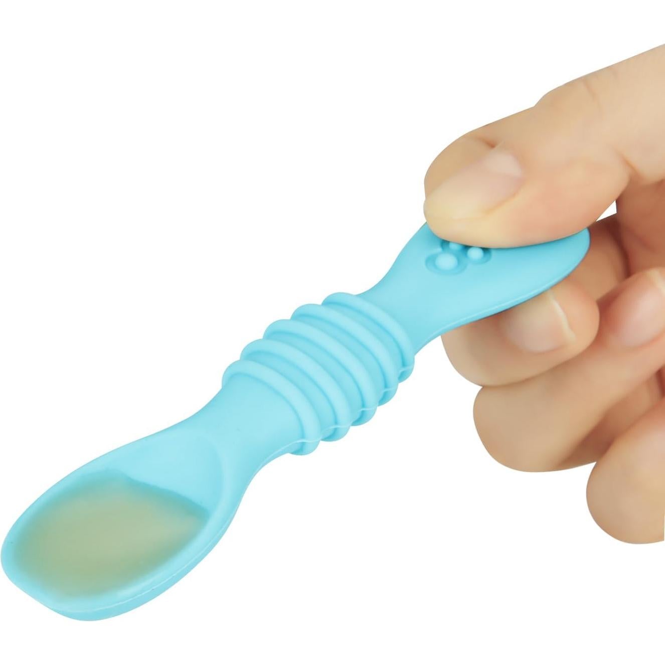 Cucharas de Silicona PandaEar 6 Piezas para Bebés 6-12 Meses