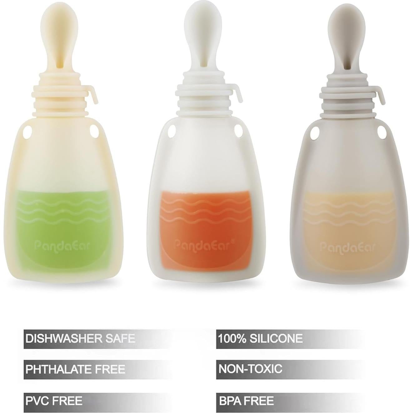 Bolsas de Silicona Reutilizables PandaEar para Bebés 3 Pzas