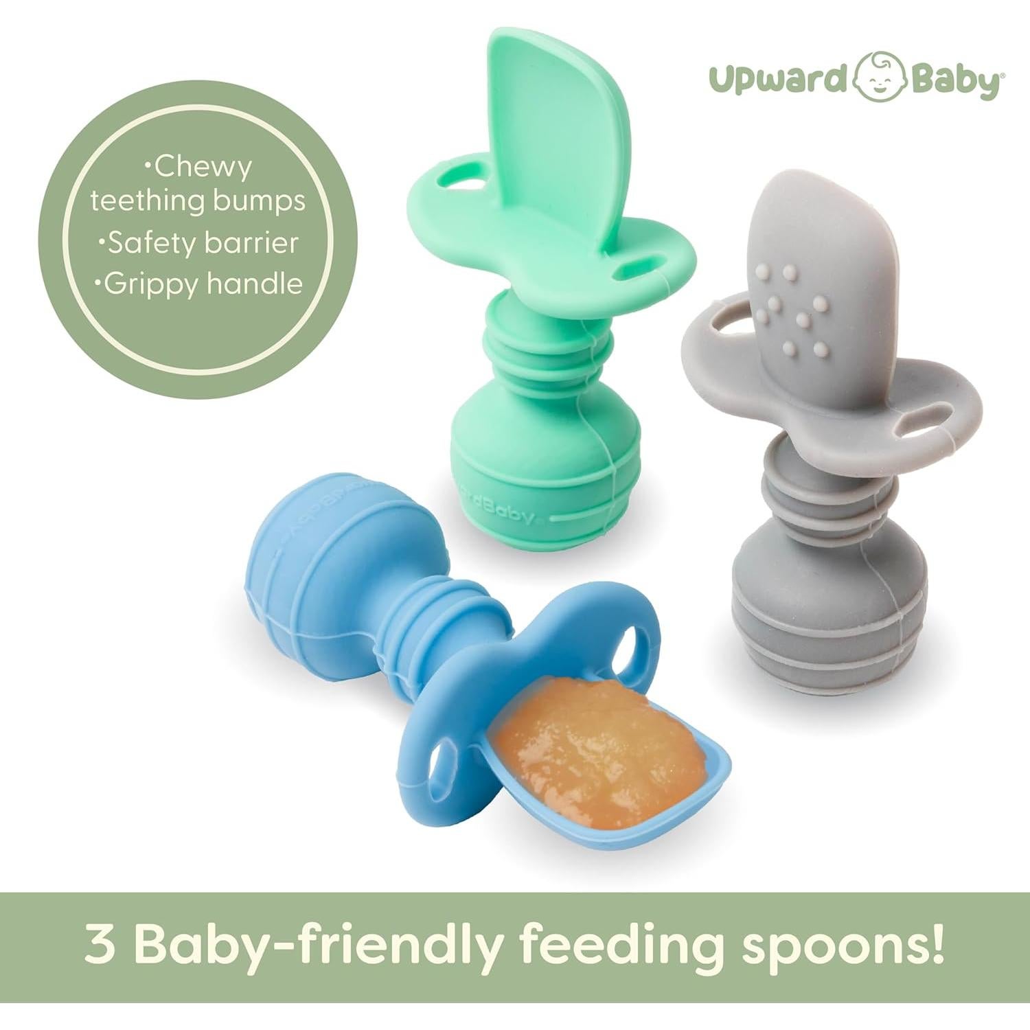 Cucharas de Silicona para Bebés UpwardBaby 3 Piezas Antiasfixia