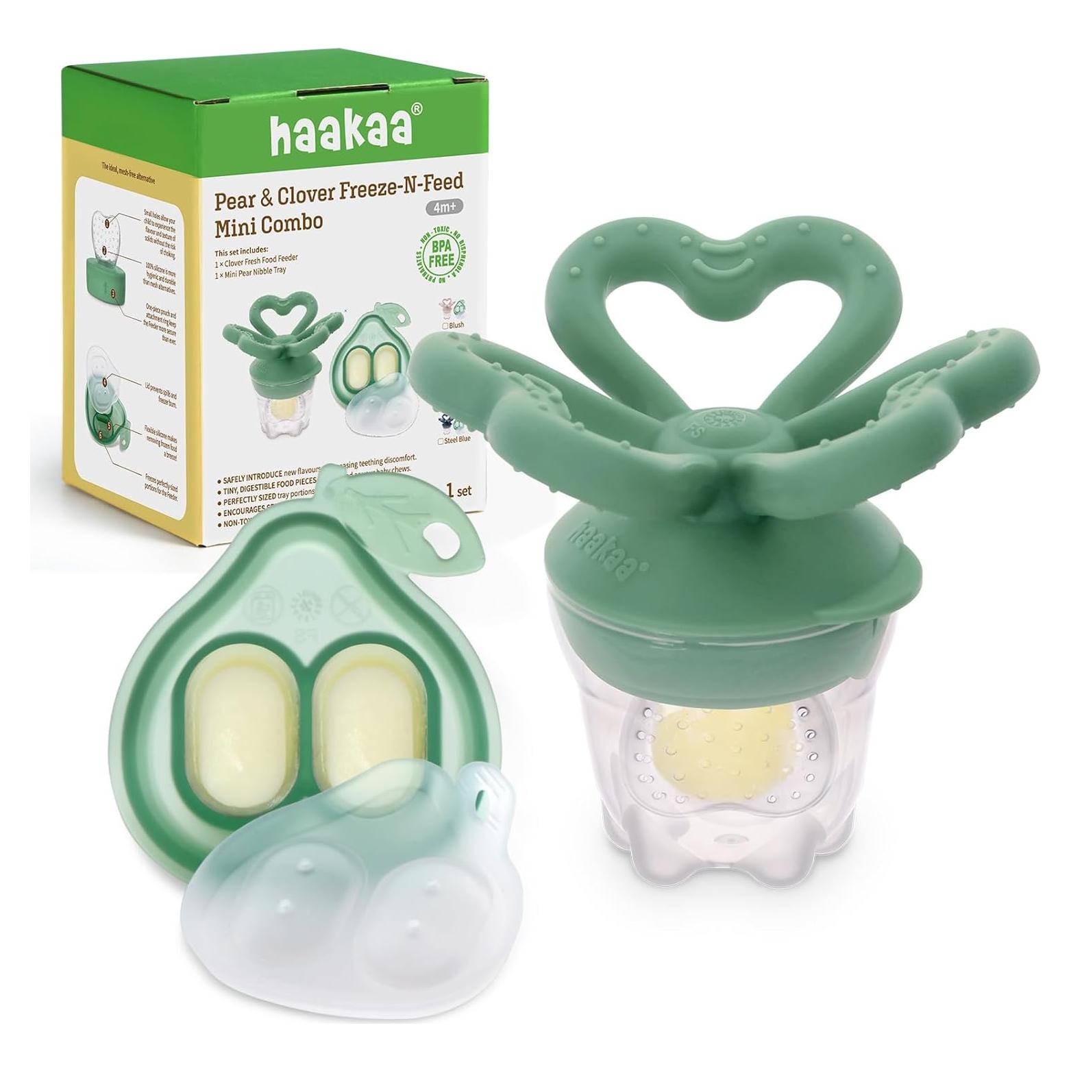 Alimentador de Frutas y Popsicle Haakaa Verde Guisante 4M+