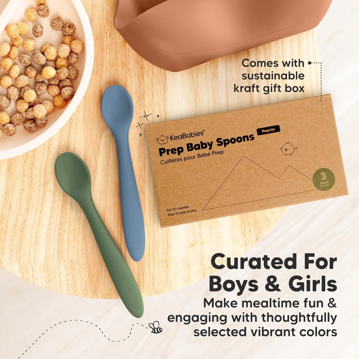 Set de 3 Cucharas de Silicona KeaBabies para Bebés 6-12 meses