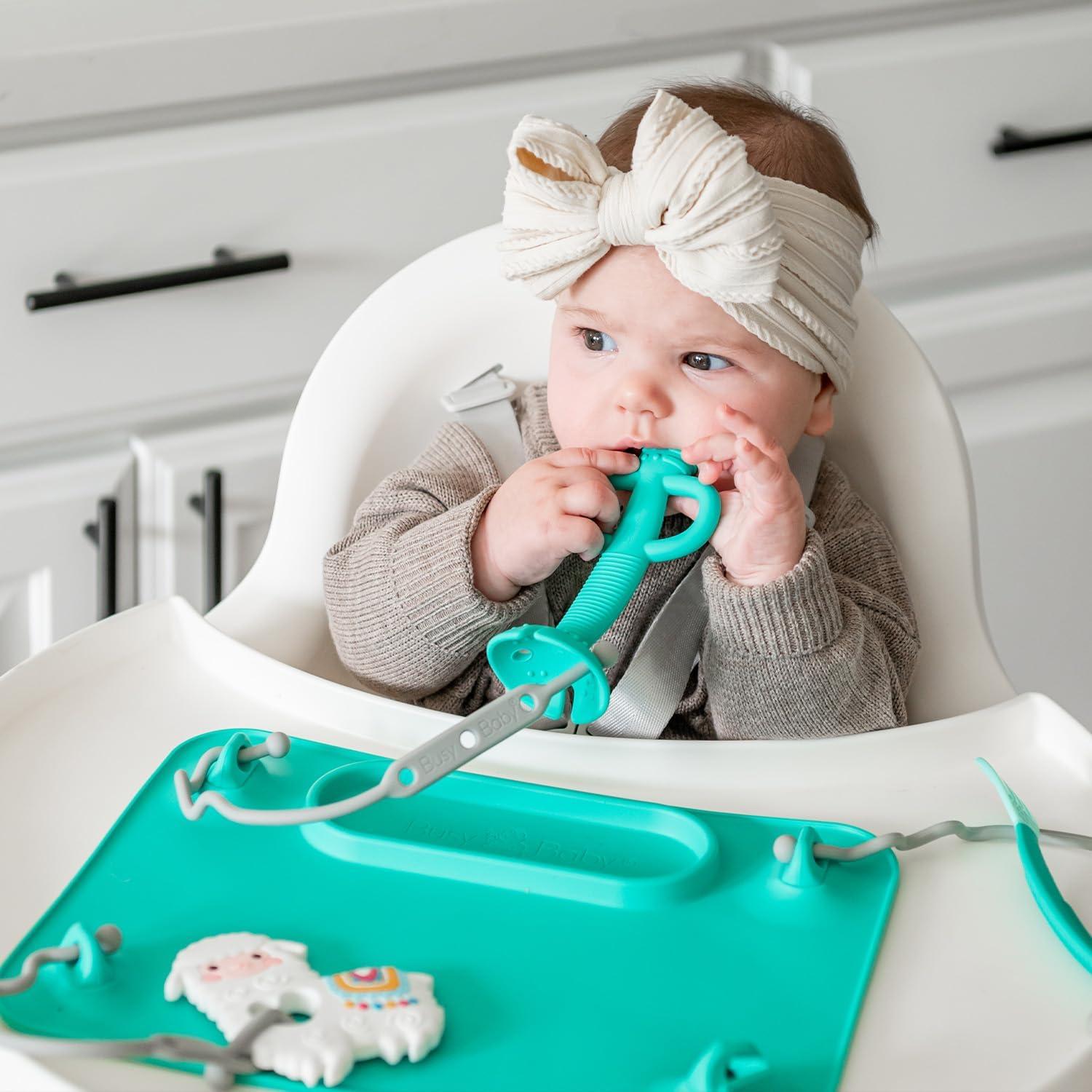 Cuchara de Entrenamiento Busy Baby Pewter - Silicona 100% Grado Alimenticio