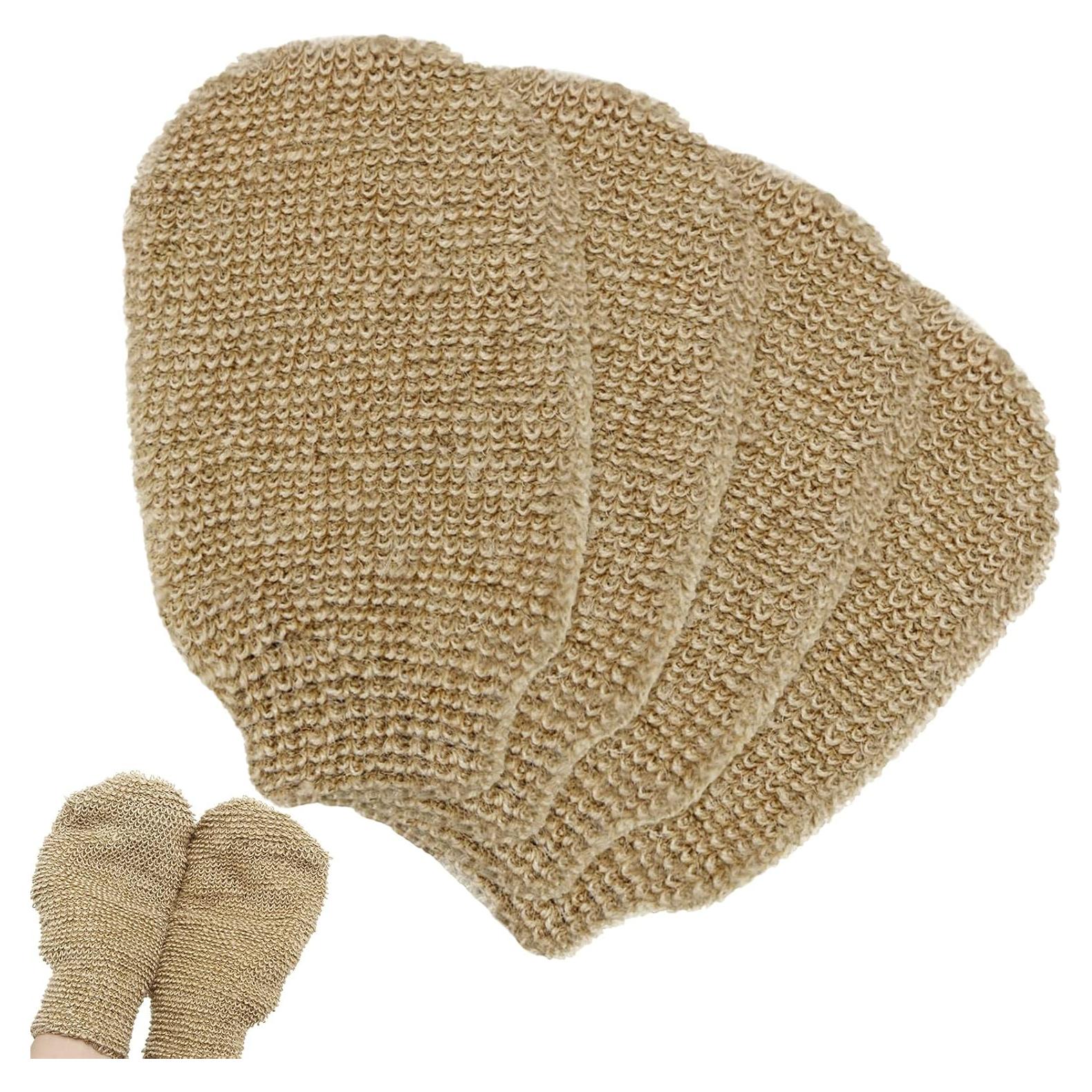 Guantes de Ducha Exfoliantes Naturales Tatuo - 4 Piezas de Cáñamo