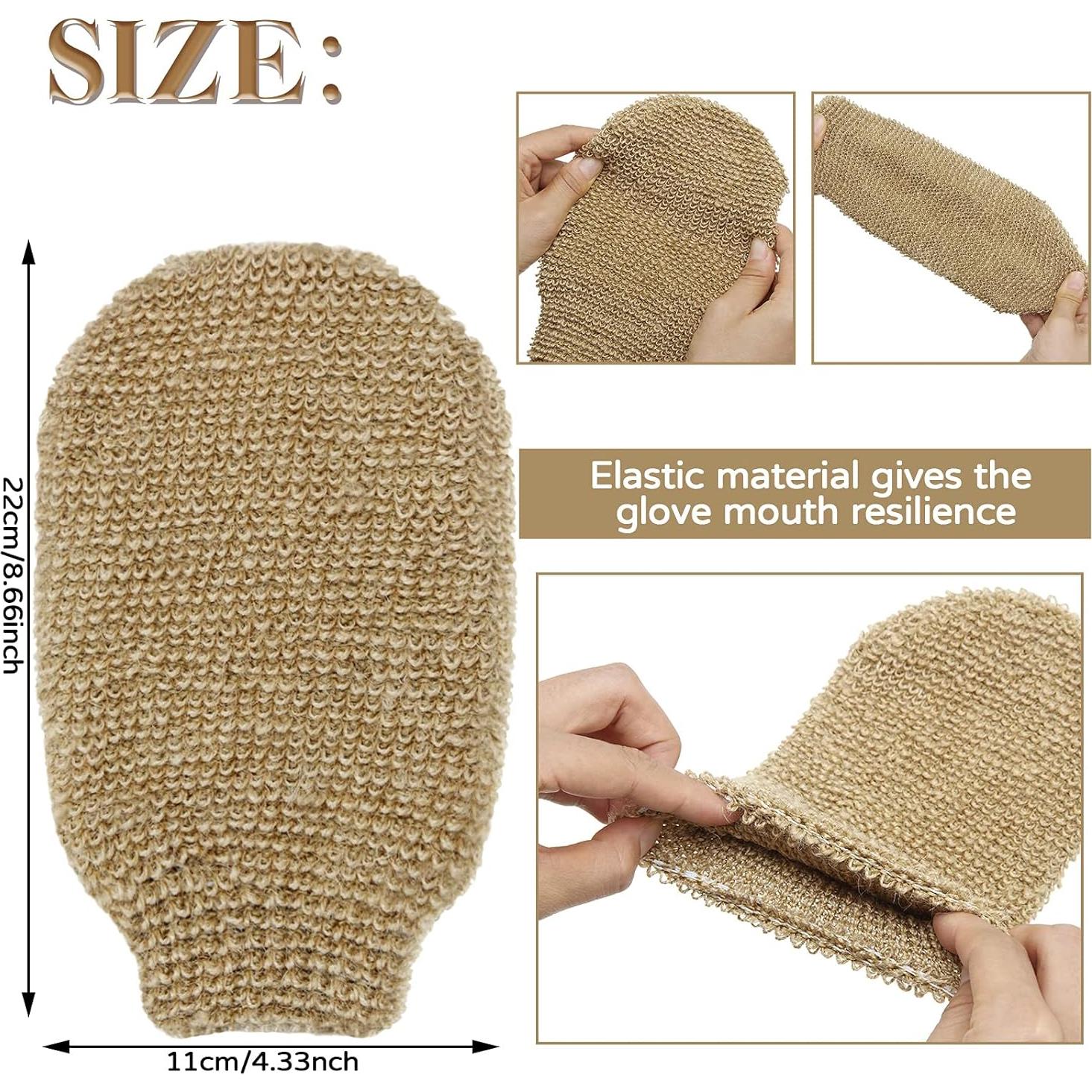 Guantes de Ducha Exfoliantes Naturales Tatuo - 4 Piezas de Cáñamo