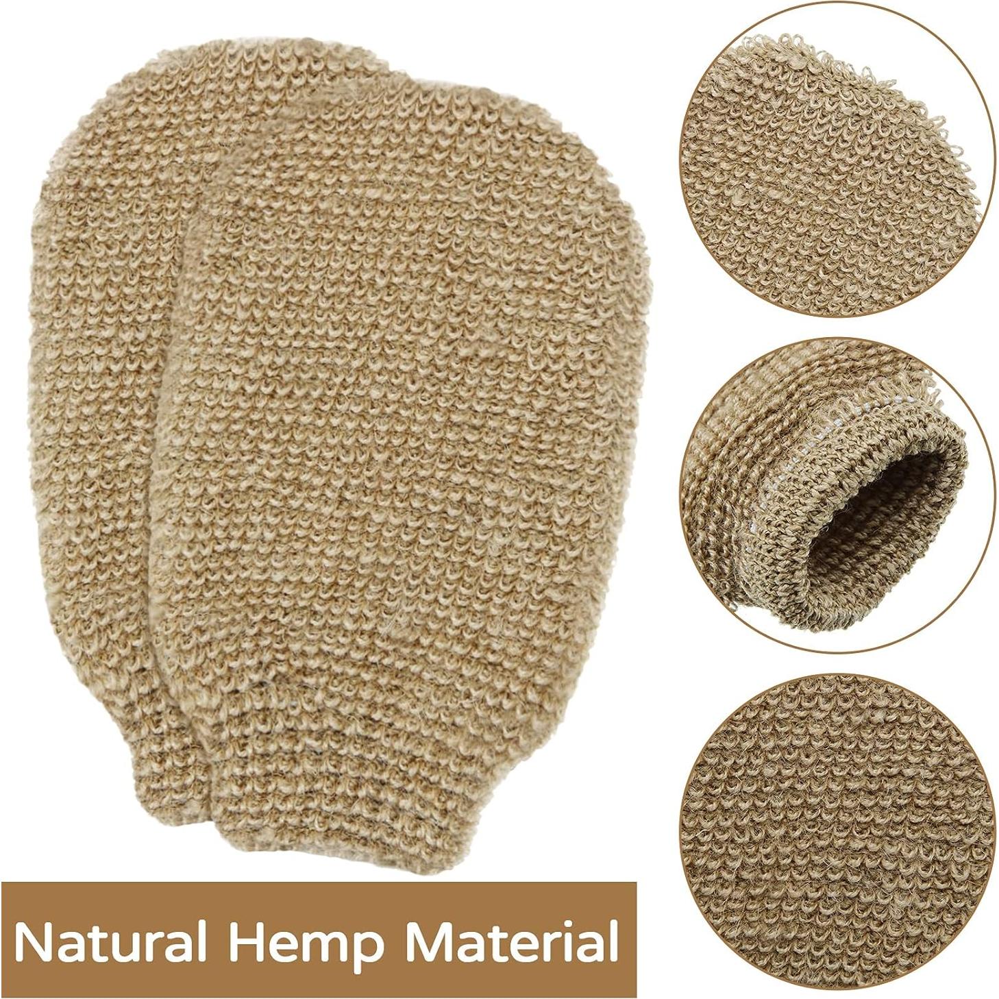 Guantes de Ducha Exfoliantes Naturales Tatuo - 4 Piezas de Cáñamo