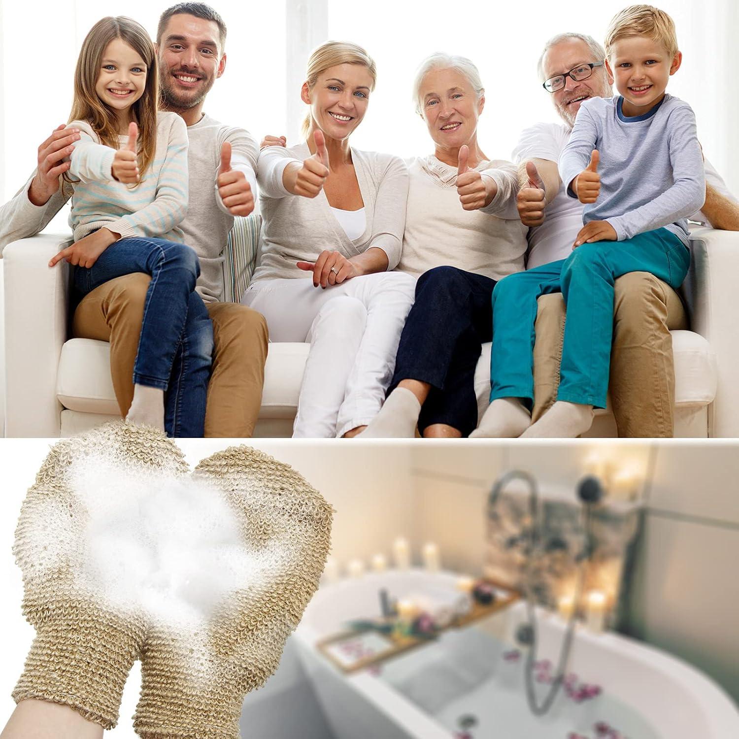 Guantes de Ducha Exfoliantes Naturales Tatuo - 4 Piezas de Cáñamo