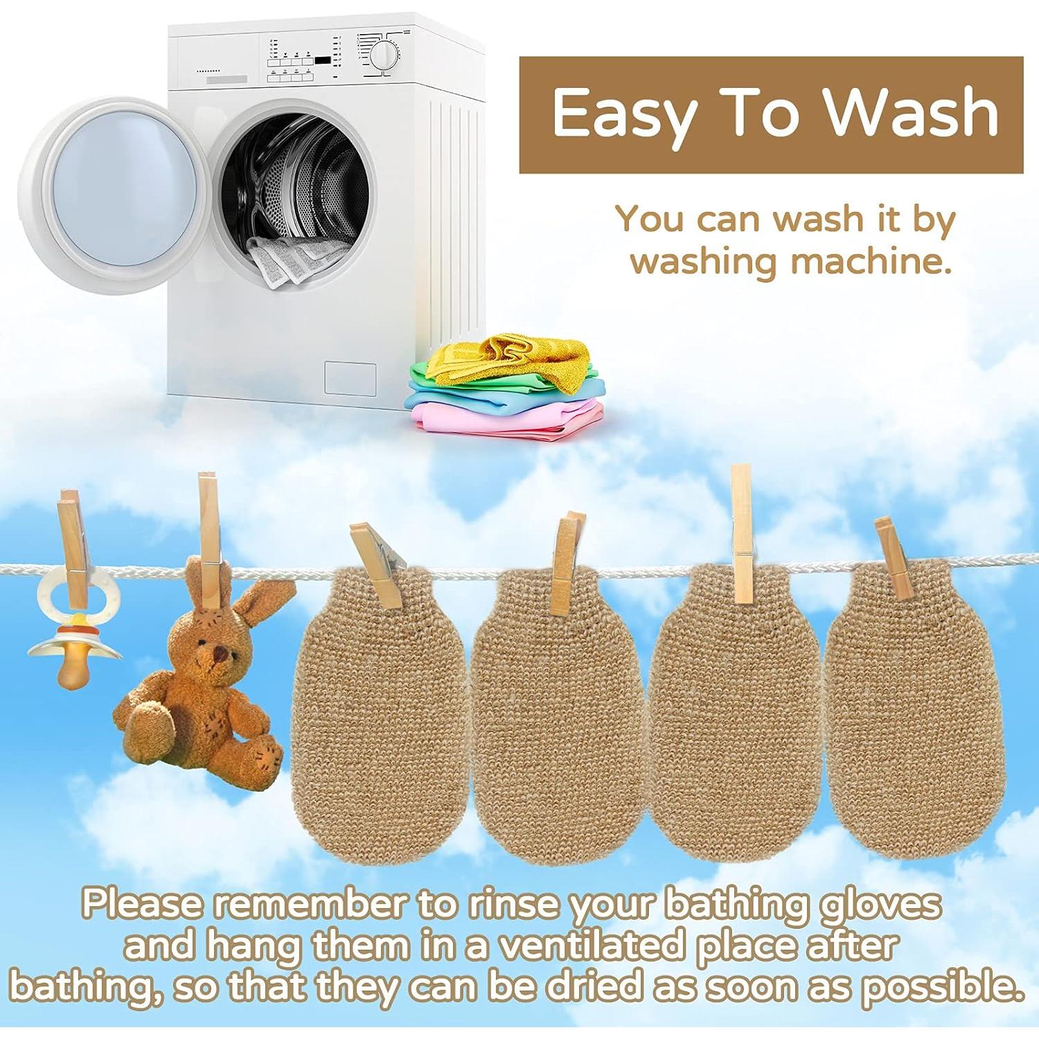 Guantes de Ducha Exfoliantes Naturales Tatuo - 4 Piezas de Cáñamo